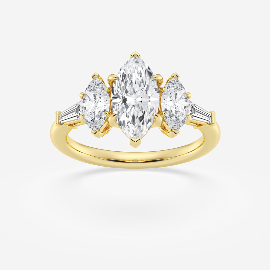 Aurelia Marquise Lab-Grown Diamond Three-Stone Engagement Ring in 14K Yellow Gold