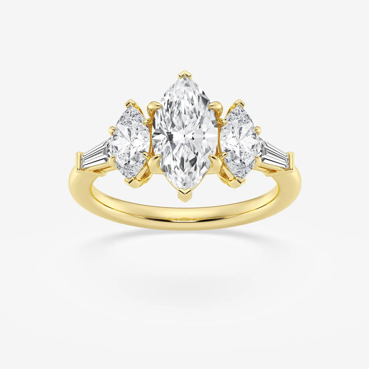 Aurelia Marquise Lab-Grown Diamond Three-Stone Engagement Ring in 14K Yellow Gold