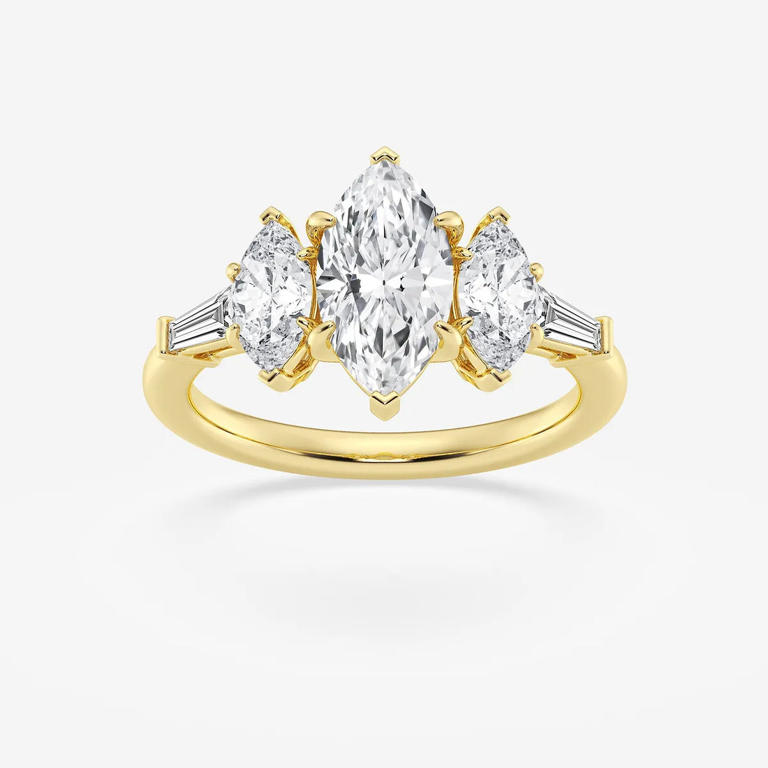 Aurelia Marquise Lab-Grown Diamond Three-Stone Engagement Ring in 14K Yellow Gold