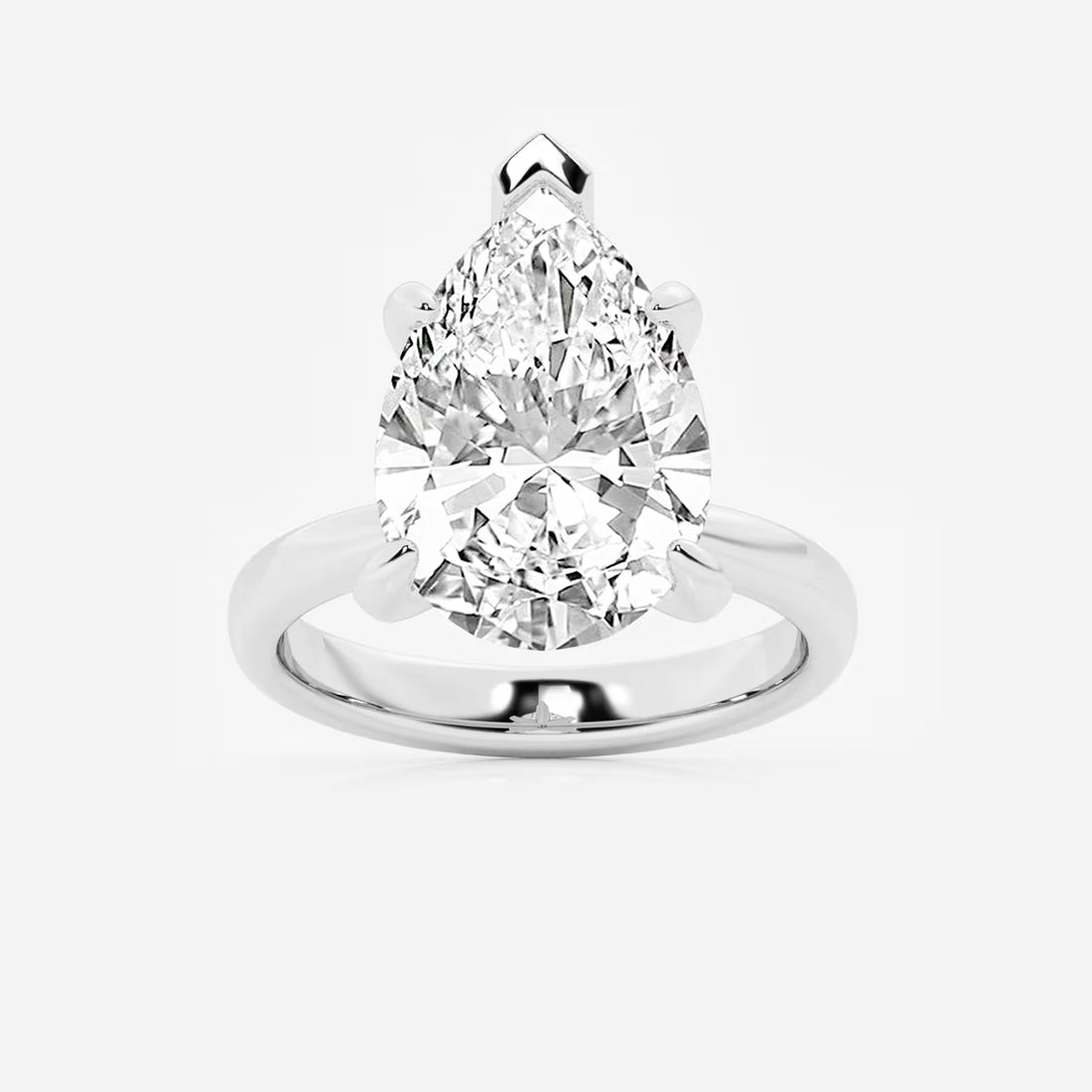 Pear Lab Grown Diamond Petite Solitaire Engagement Ring