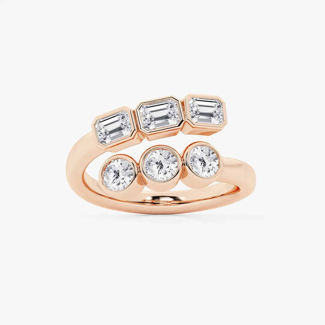 Veloura Round & Emerald Lab-Grown Diamond Bezel Bypass Ring