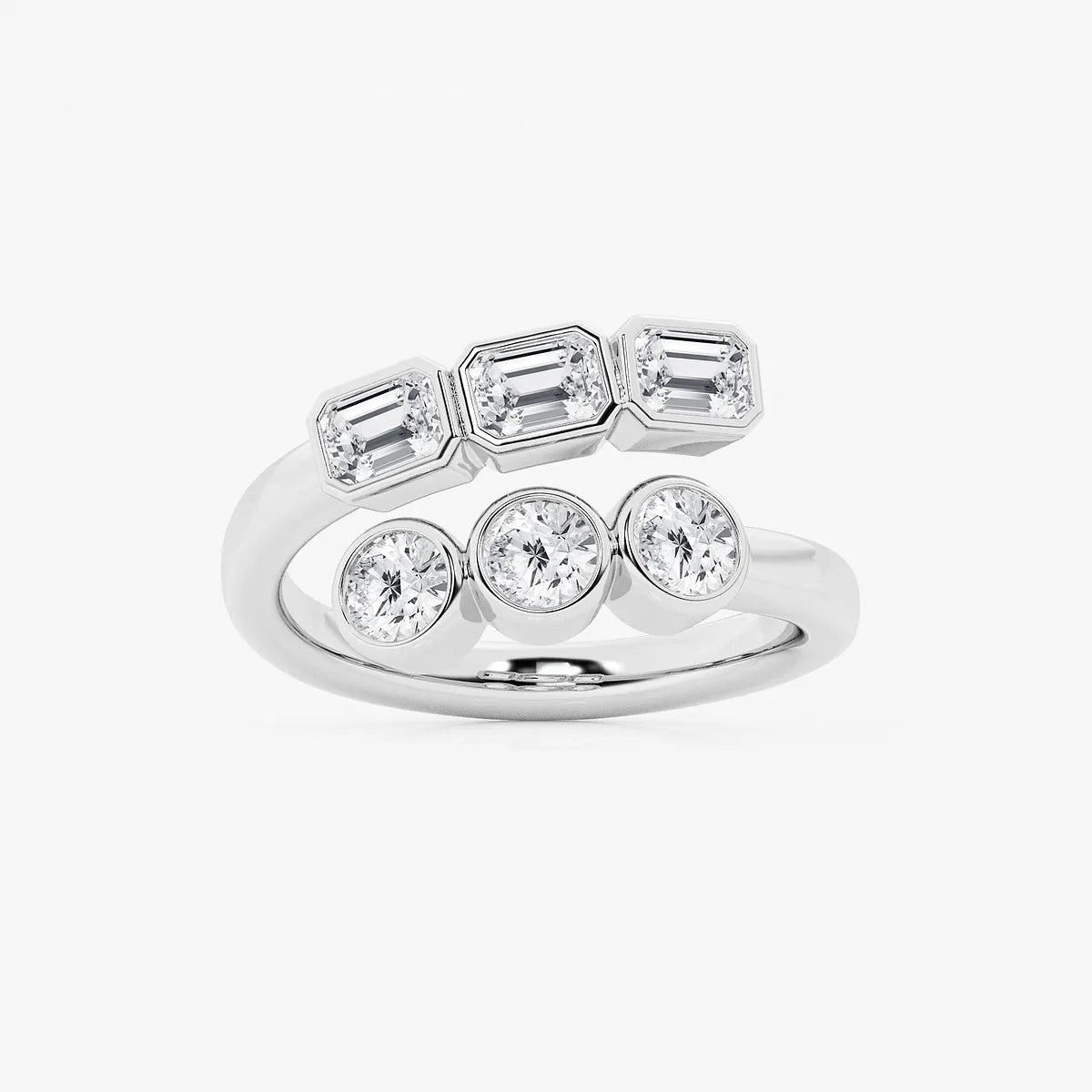 Veloura Round & Emerald Lab-Grown Diamond Bezel Bypass Ring