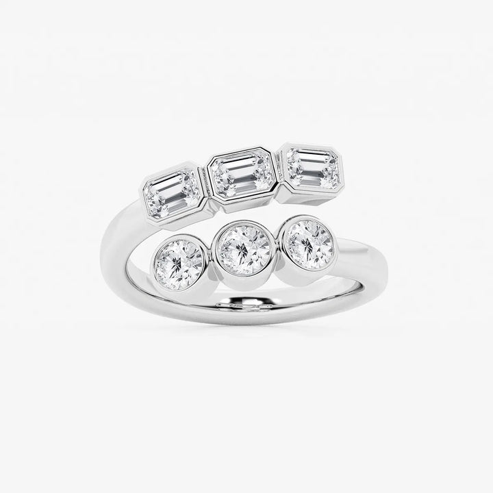 Veloura Round & Emerald Lab-Grown Diamond Bezel Bypass Ring