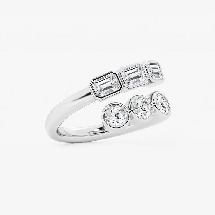 Veloura Round & Emerald Lab-Grown Diamond Bezel Bypass Ring