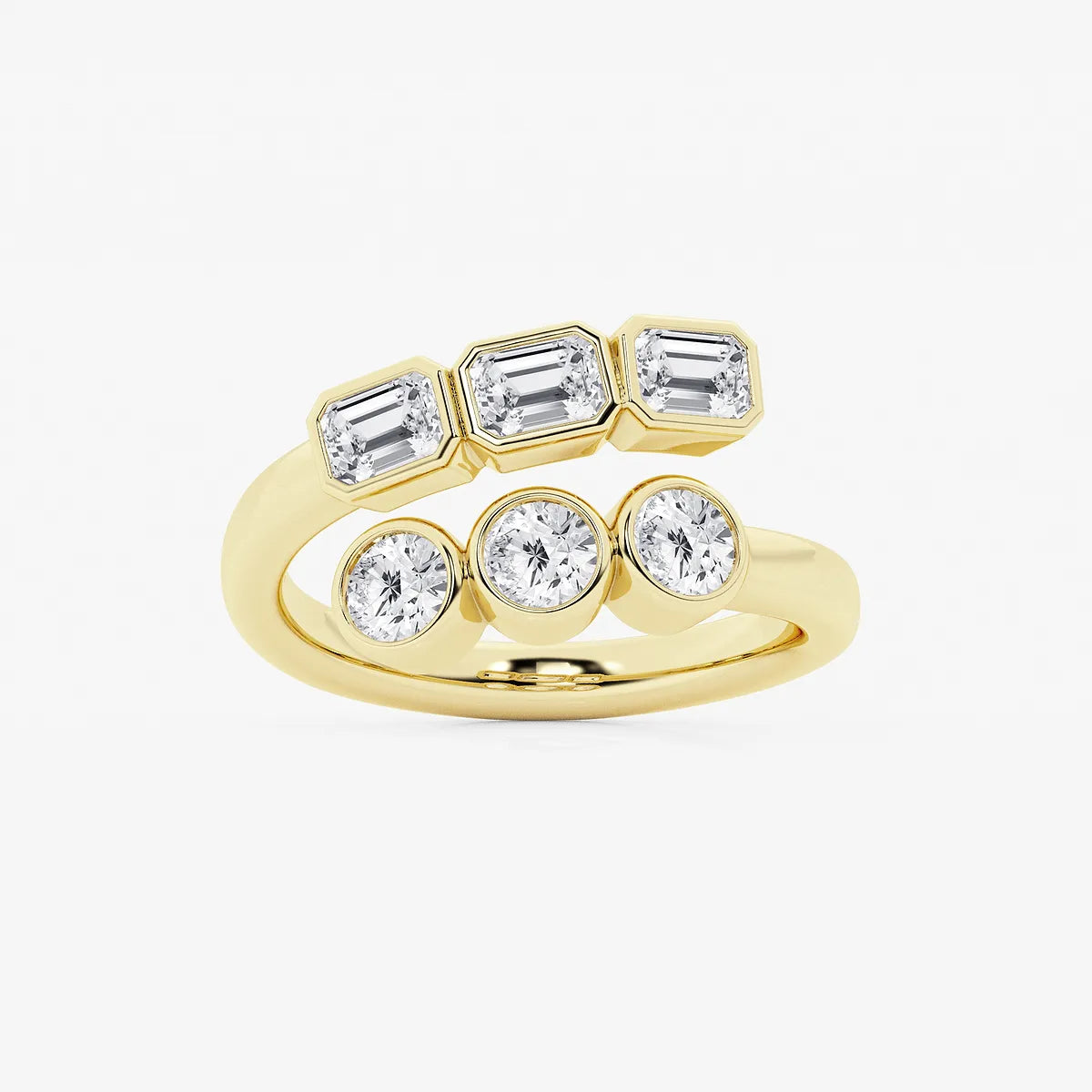 Veloura Round & Emerald Lab-Grown Diamond Bezel Bypass Ring