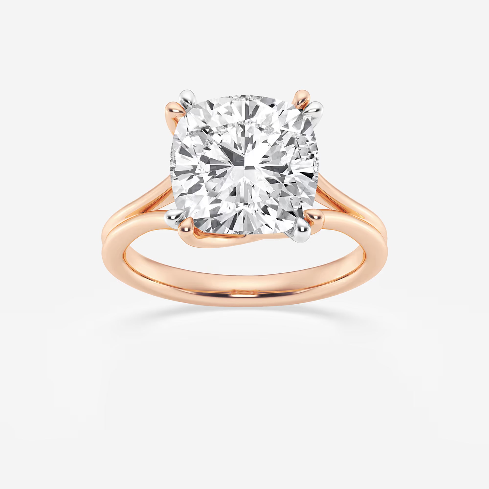 Seraphina Cushion Lab-Grown Diamond Two-Tone Double Prong Hidden Halo Engagement Ring