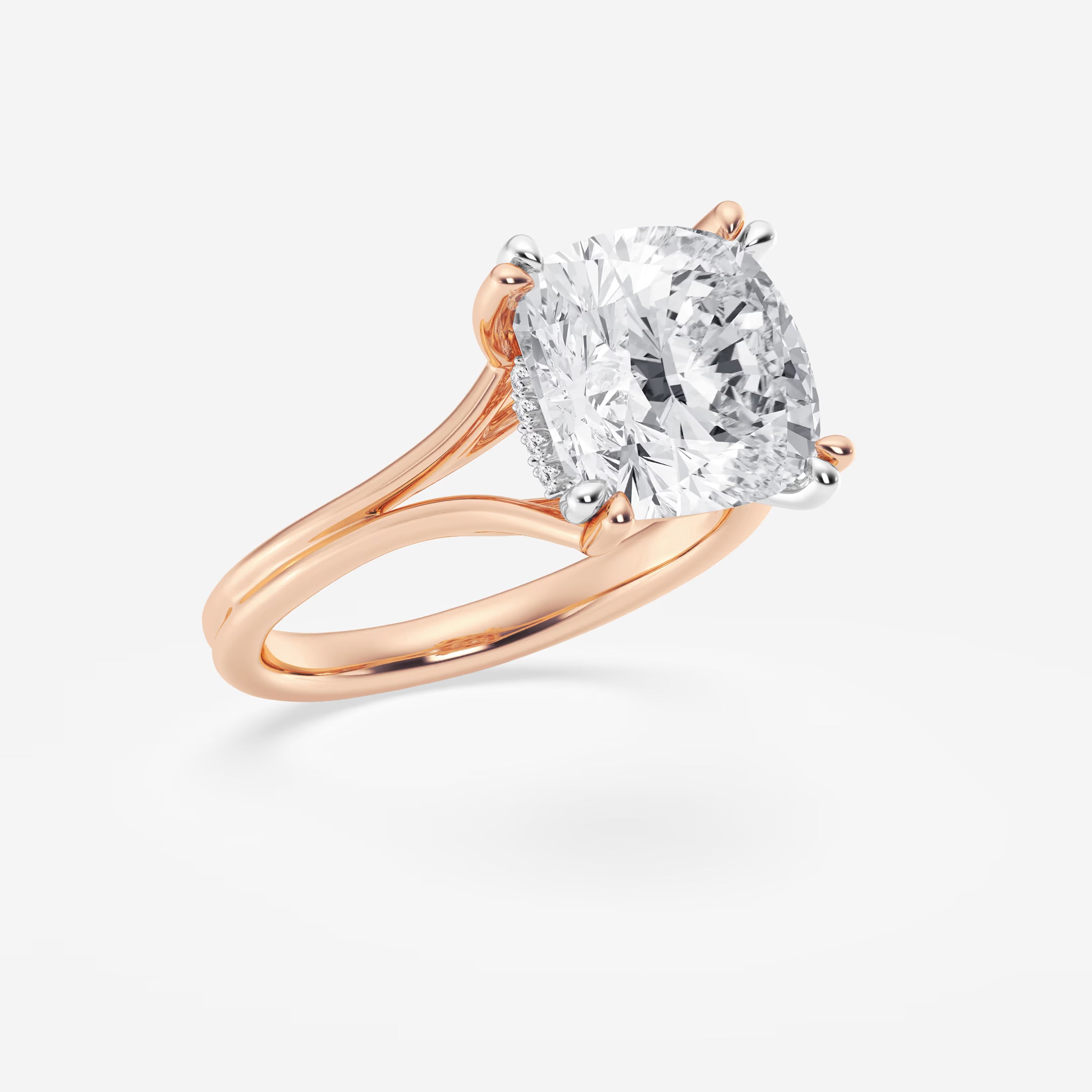 Seraphina Cushion Lab-Grown Diamond Two-Tone Double Prong Hidden Halo Engagement Ring