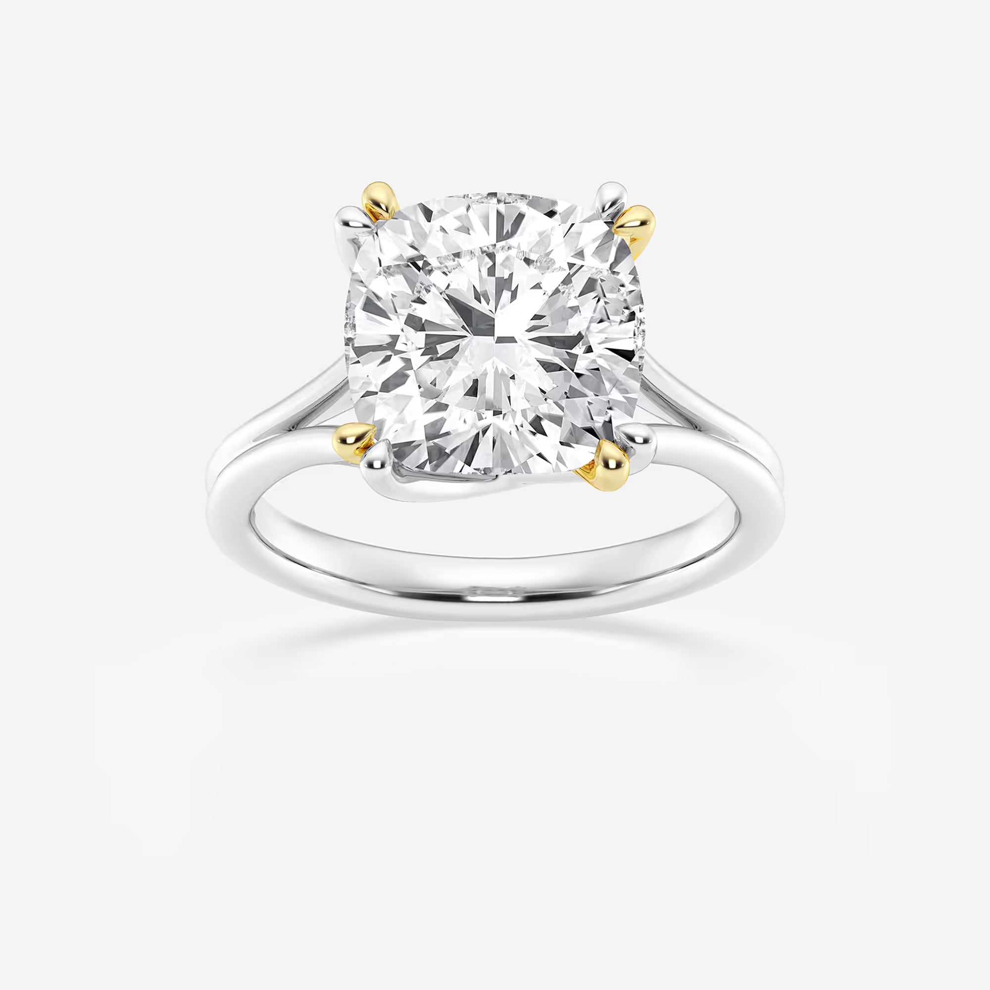Seraphina Cushion Lab-Grown Diamond Two-Tone Double Prong Hidden Halo Engagement Ring