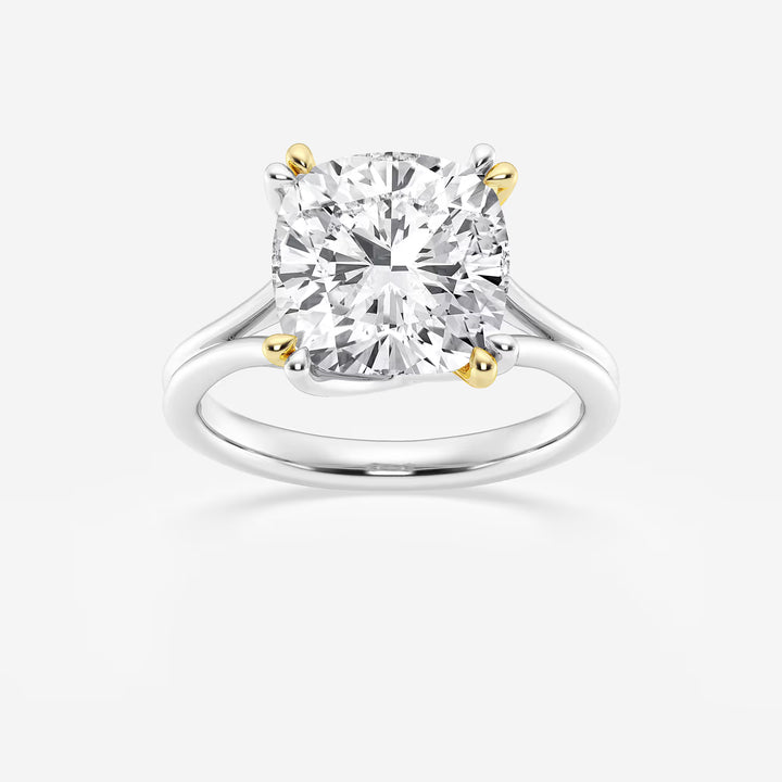 Seraphina Cushion Lab-Grown Diamond Two-Tone Double Prong Hidden Halo Engagement Ring