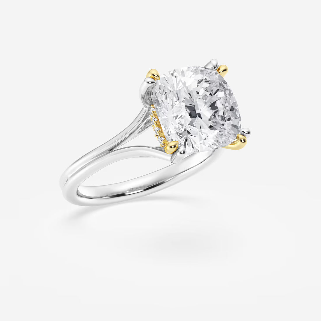 Seraphina Cushion Lab-Grown Diamond Two-Tone Double Prong Hidden Halo Engagement Ring