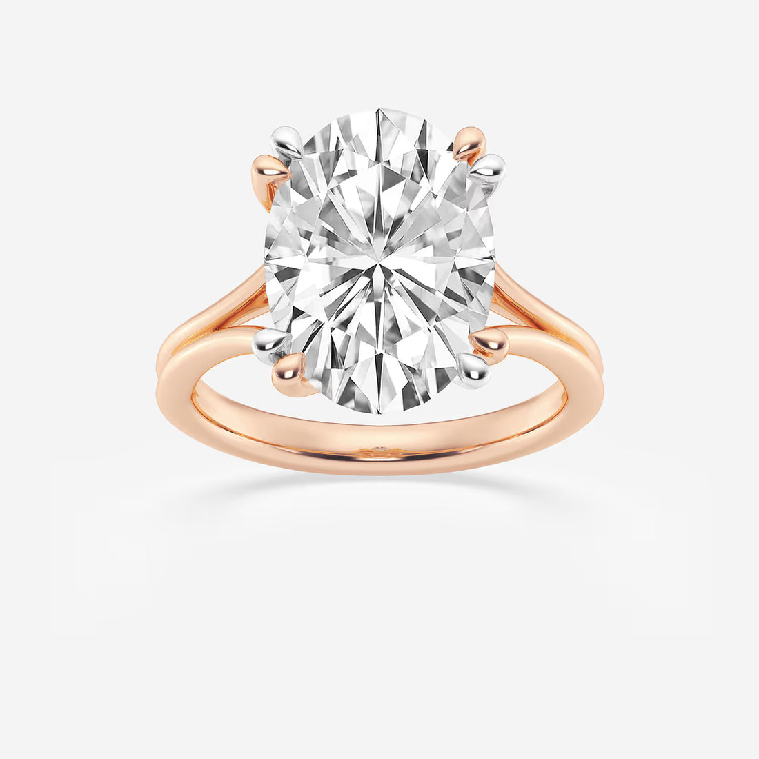 Aurelia Oval Lab Grown Diamond Two Tone Double Prong Hidden Halo Engagement Ring