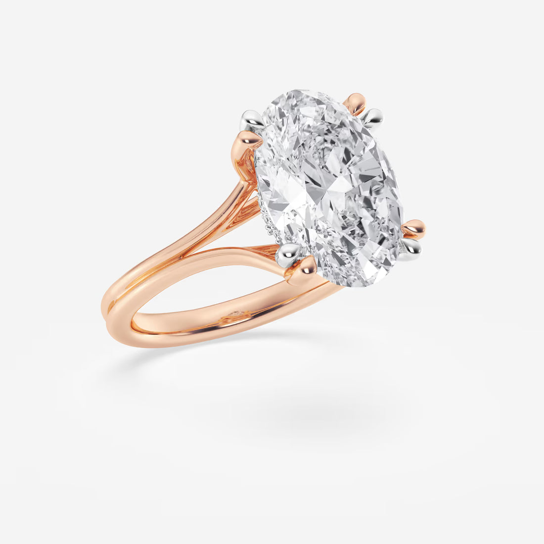 Aurelia Oval Lab Grown Diamond Two Tone Double Prong Hidden Halo Engagement Ring
