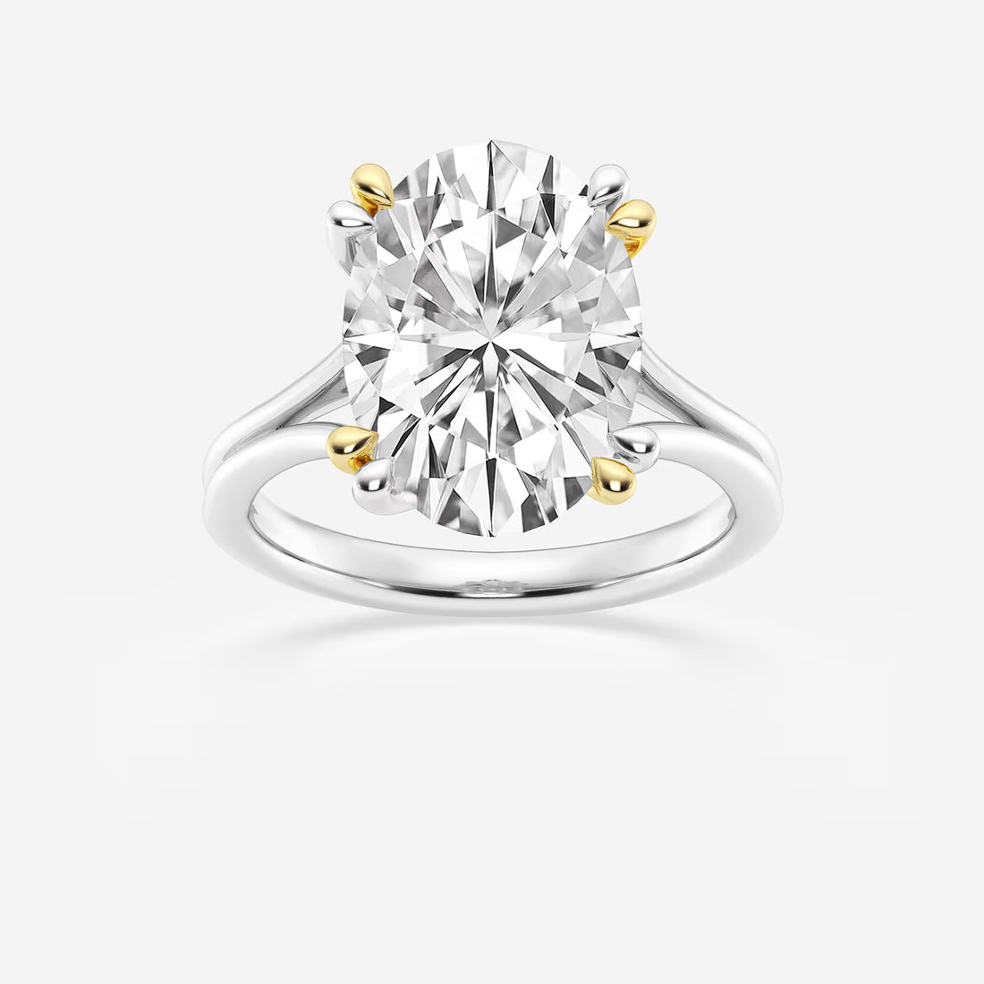 Aurelia Oval Lab Grown Diamond Two Tone Double Prong Hidden Halo Engagement Ring