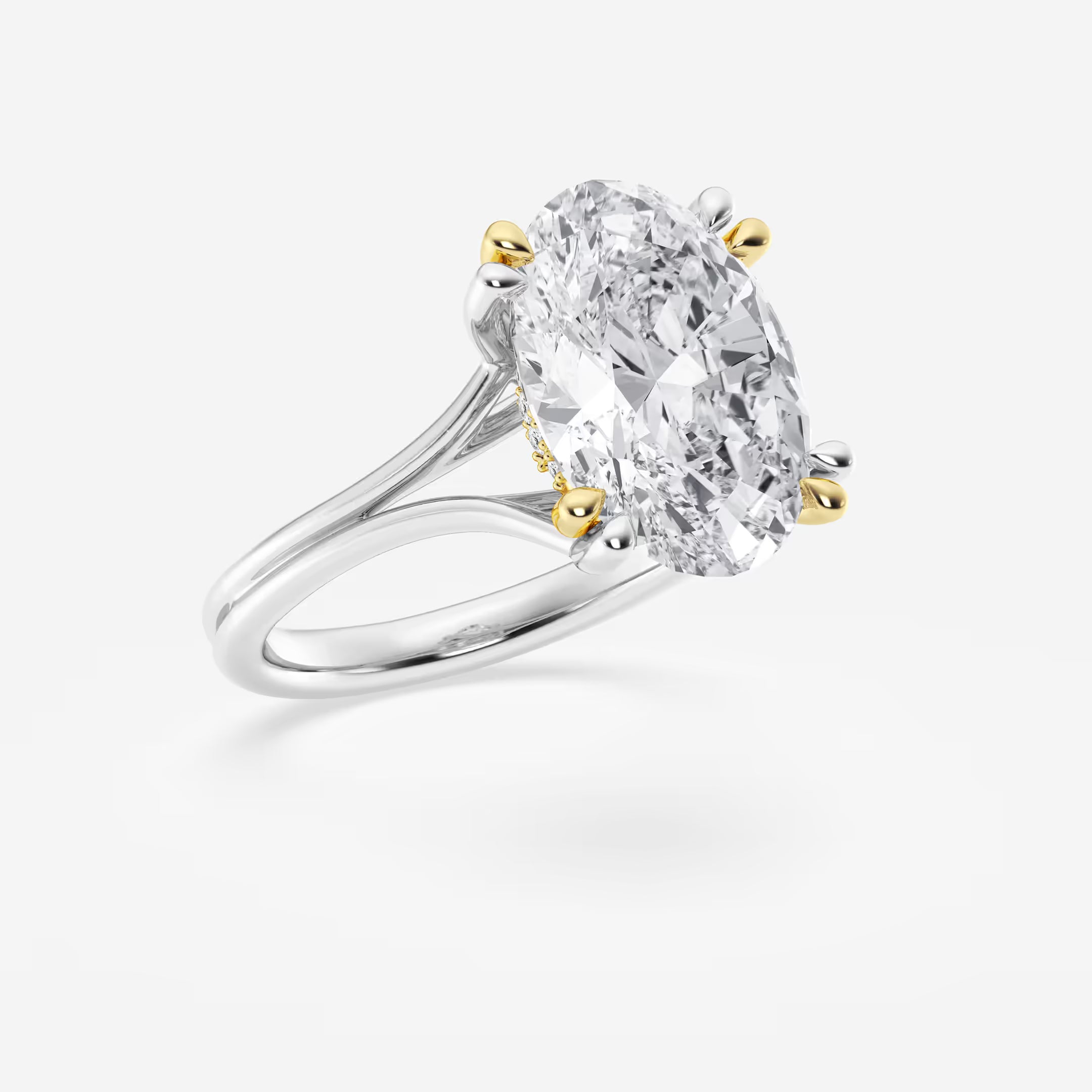 Aurelia Oval Lab Grown Diamond Two Tone Double Prong Hidden Halo Engagement Ring