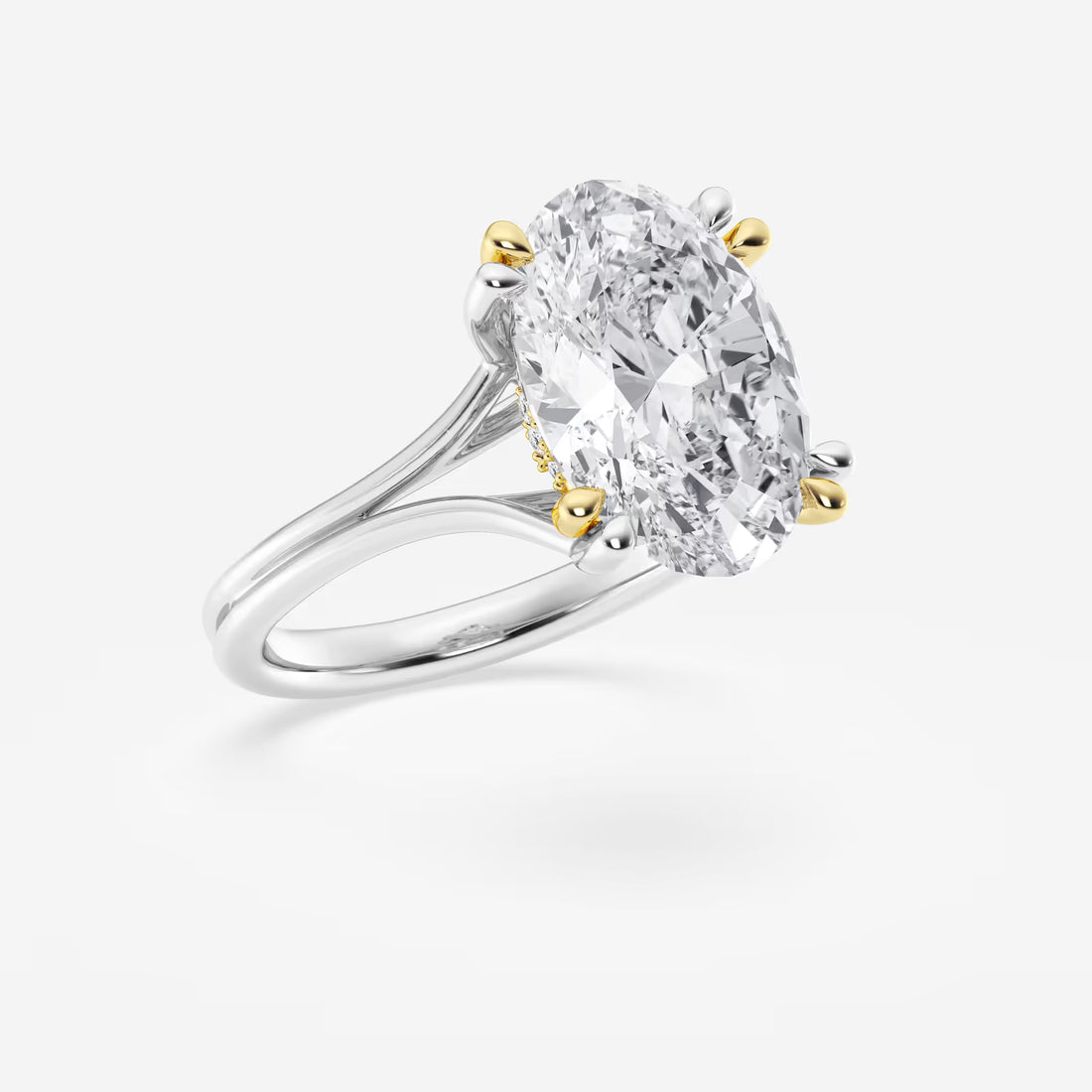 Aurelia Oval Lab Grown Diamond Two Tone Double Prong Hidden Halo Engagement Ring