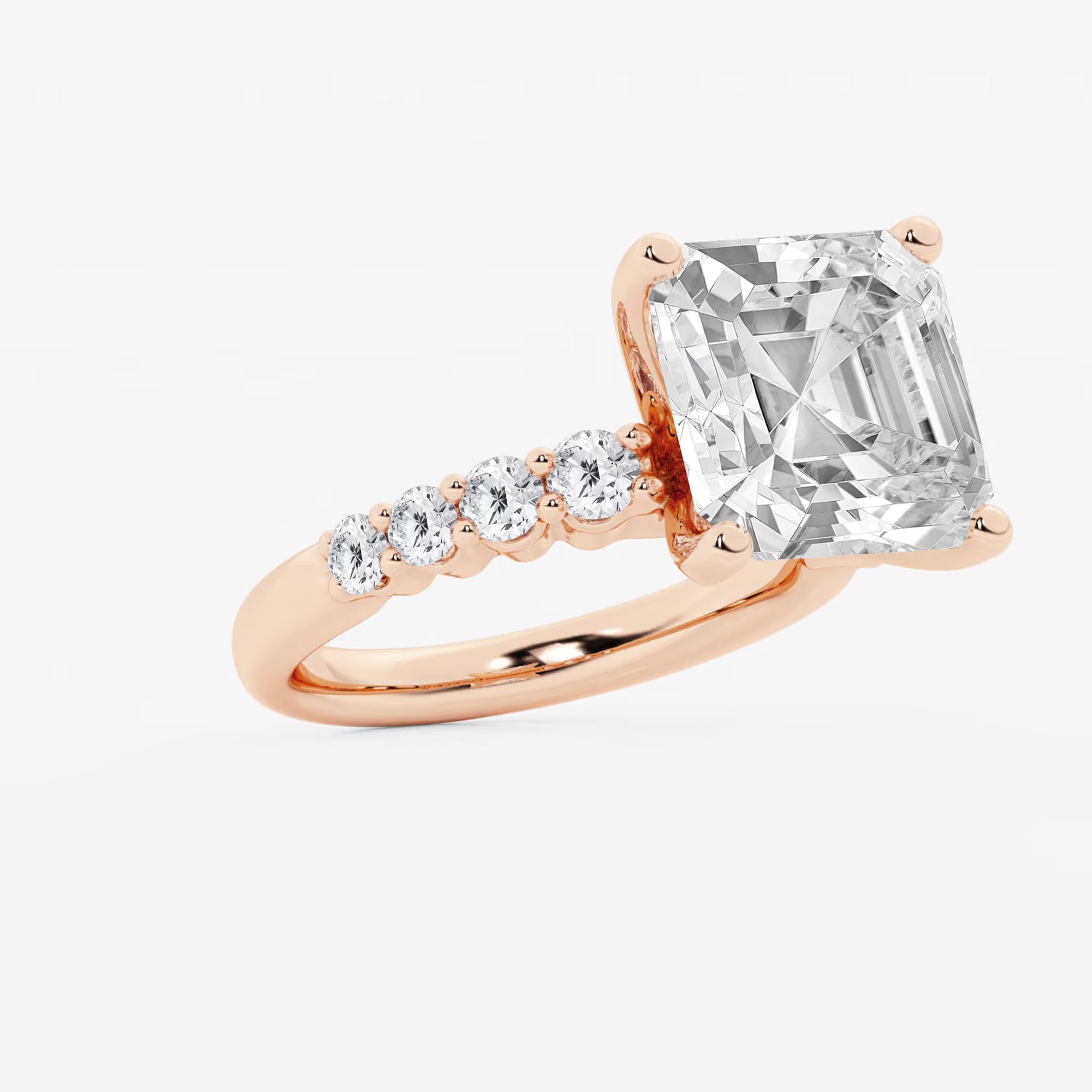 Eterna Asscher Diamond Graduated Engagement Ring