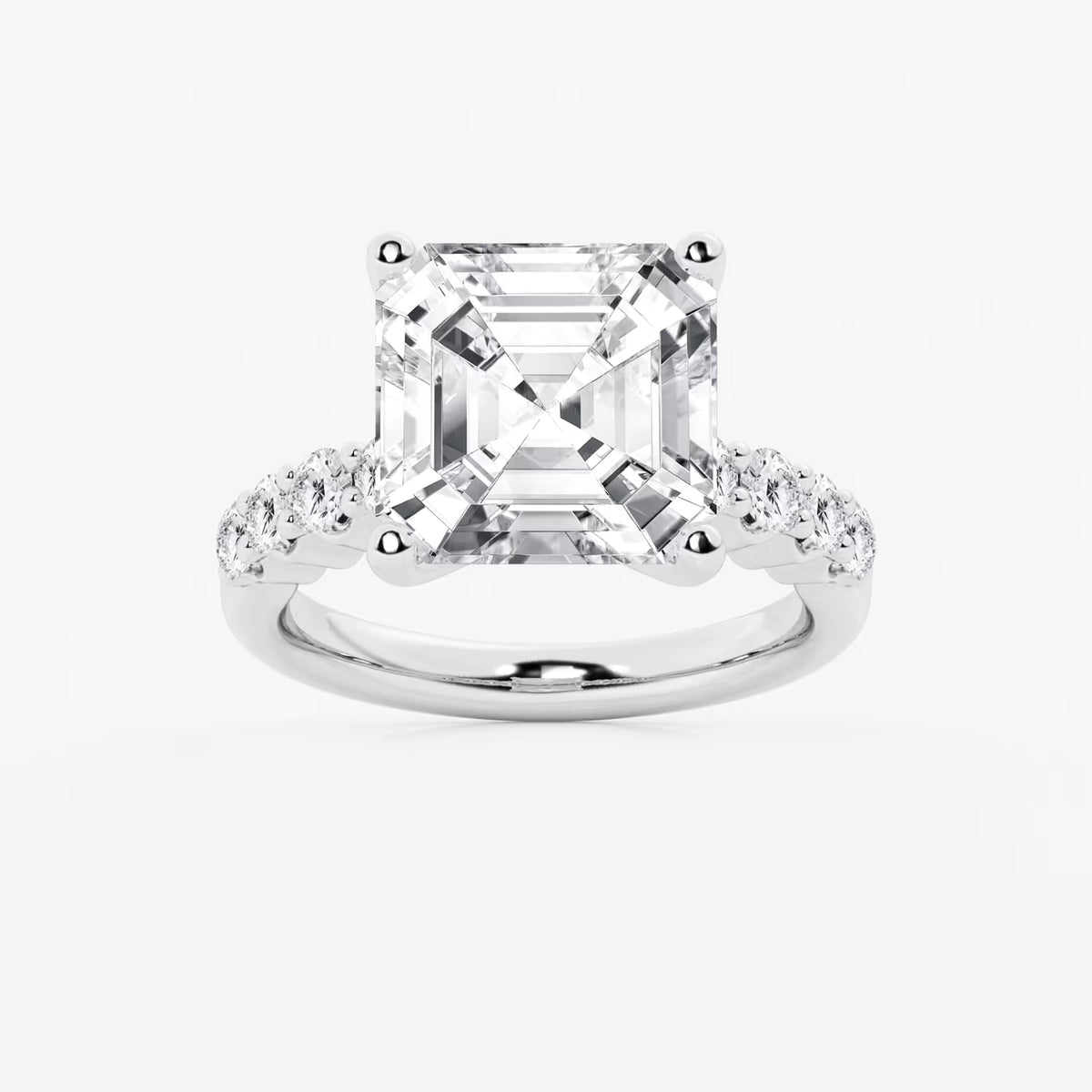 Eterna Asscher Diamond Graduated Engagement Ring