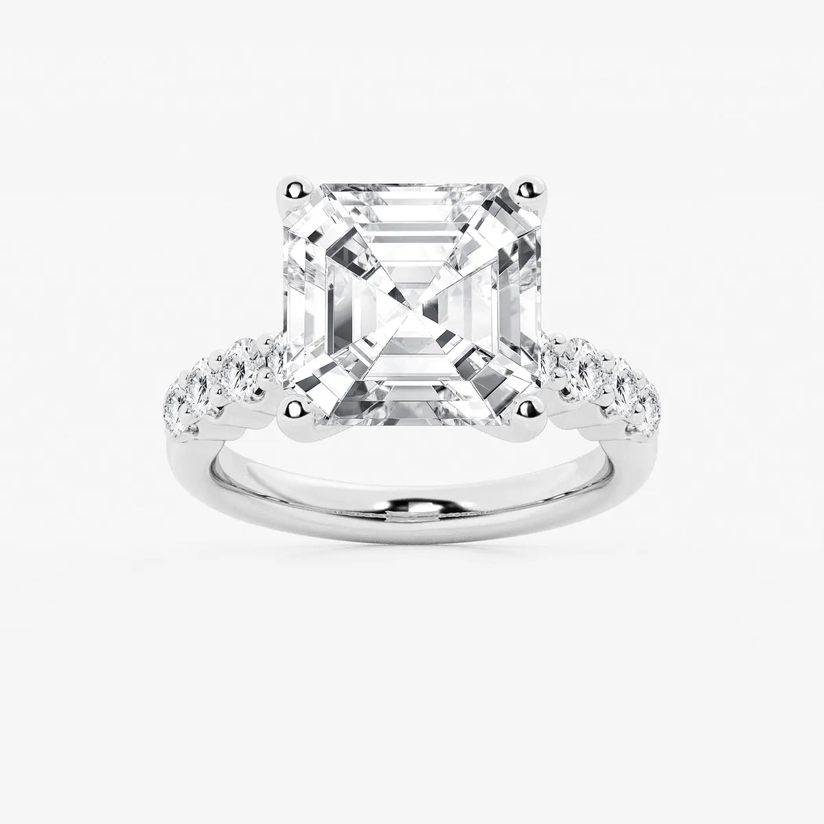 Eterna Asscher Diamond Graduated Engagement Ring