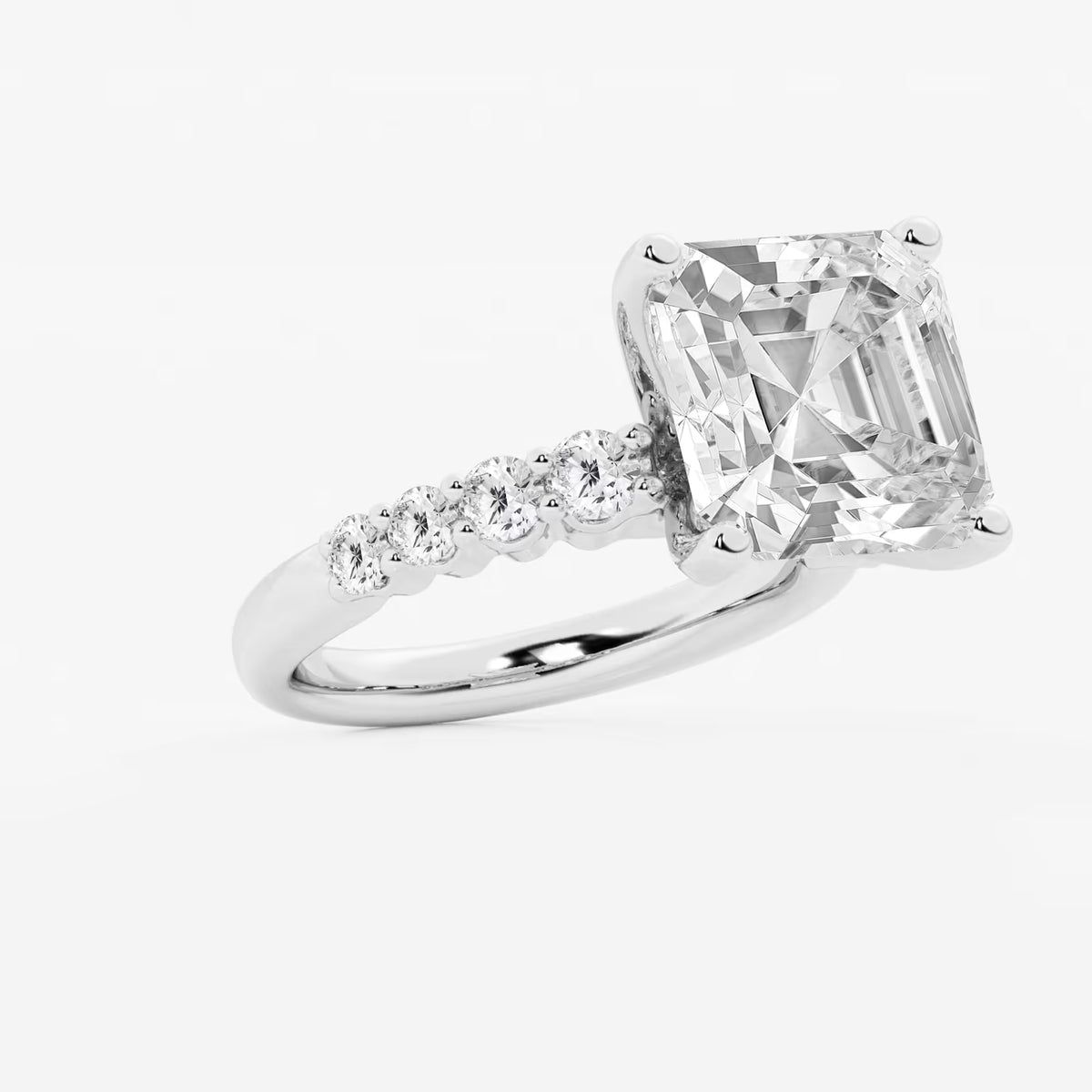 Eterna Asscher Diamond Graduated Engagement Ring