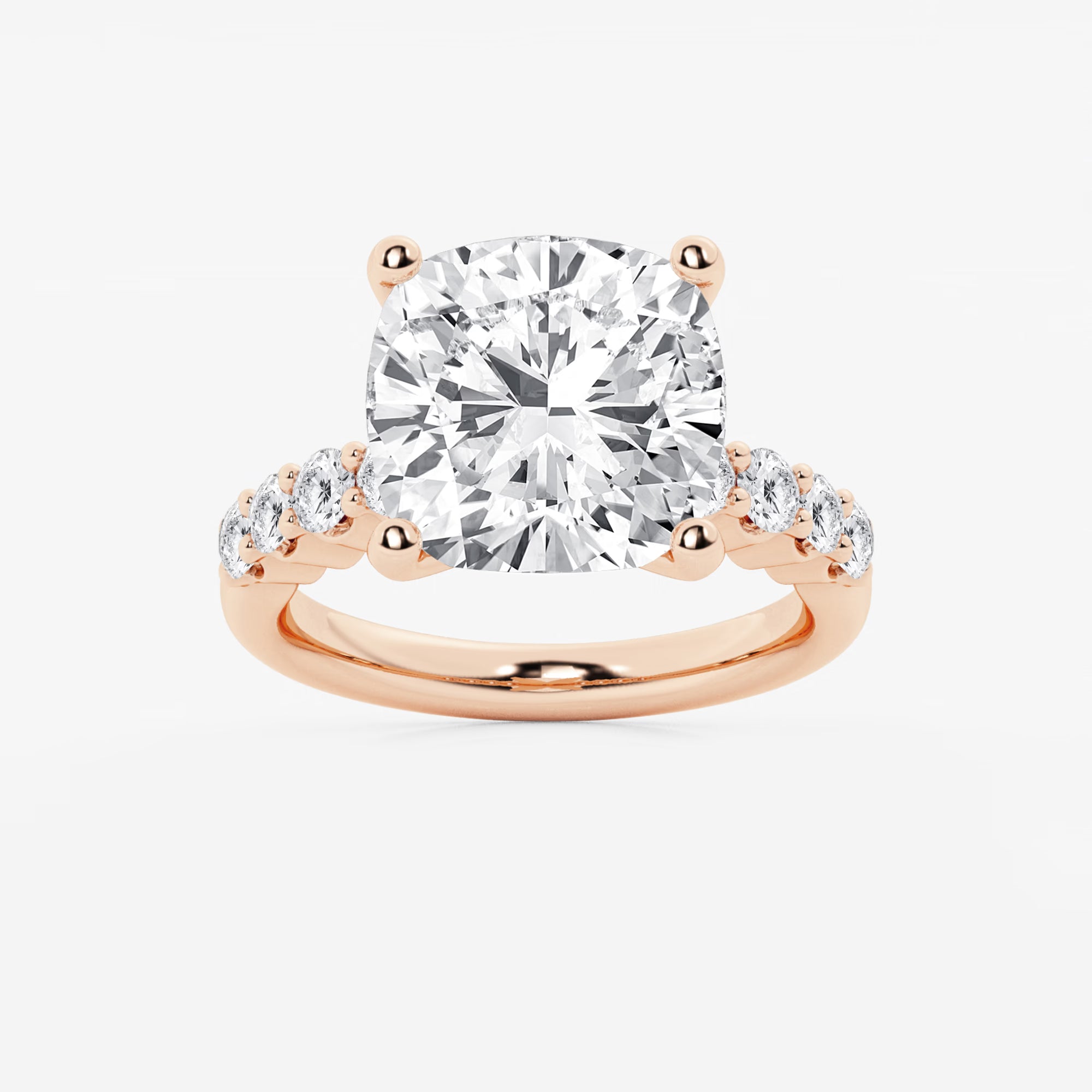 Cushion Lab Grown Diamond Graduated Engagement Ring