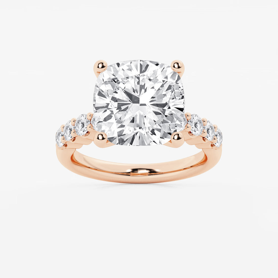 Cushion Lab Grown Diamond Graduated Engagement Ring
