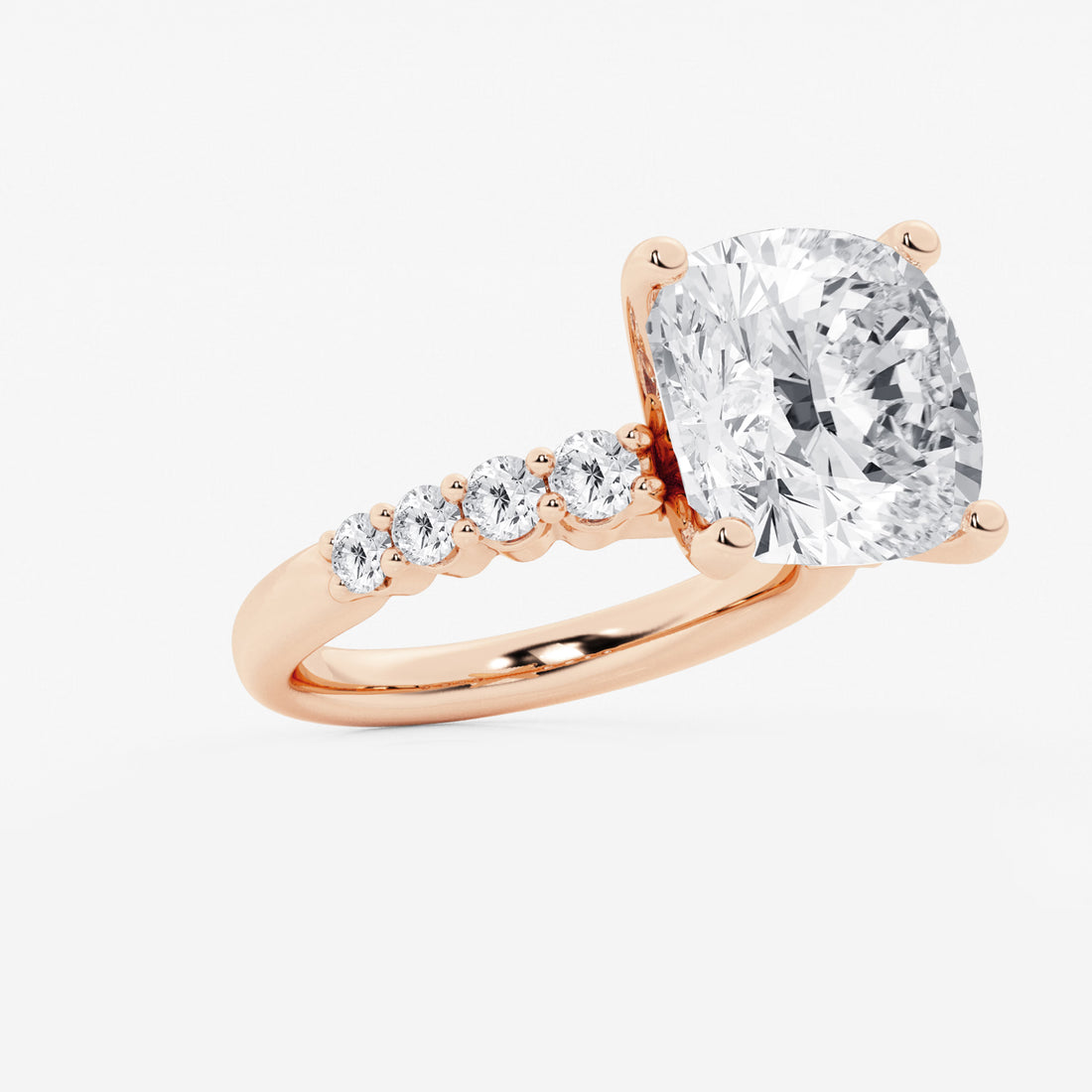Cushion Lab Grown Diamond Graduated Engagement Ring