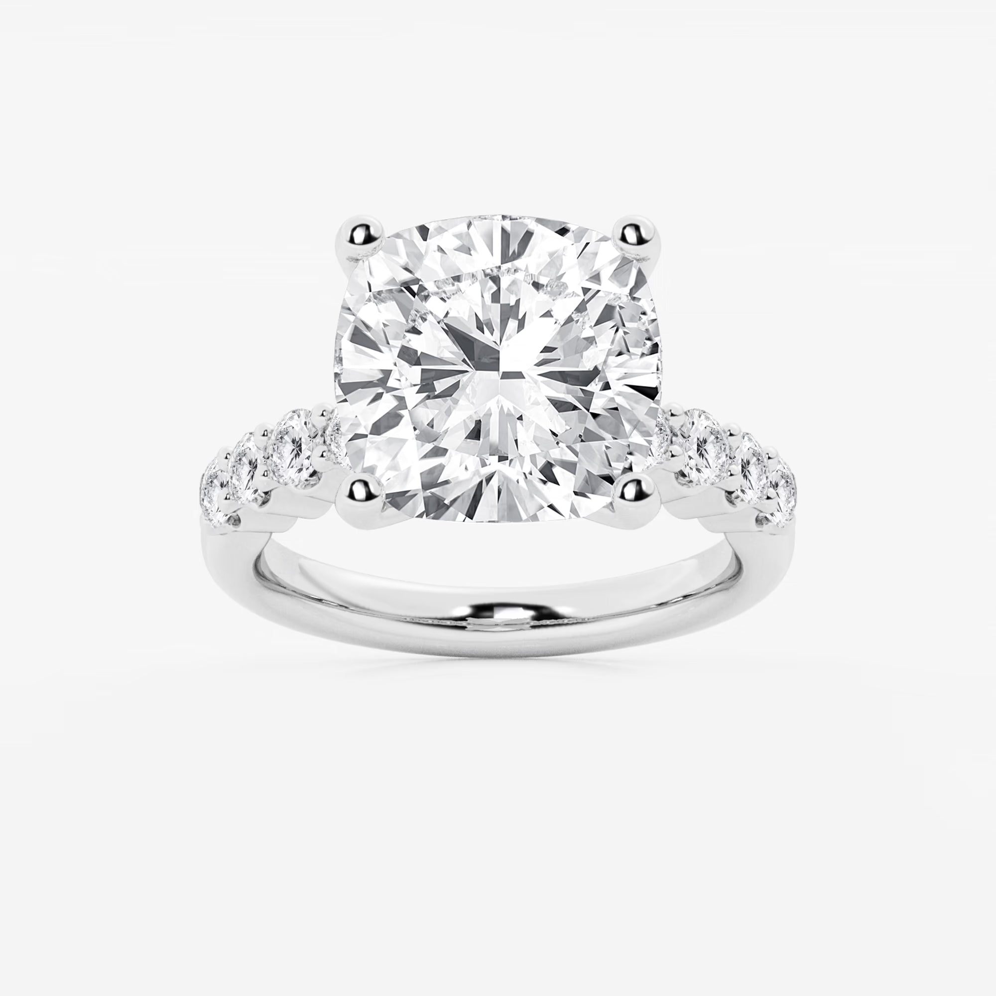 Cushion Lab Grown Diamond Graduated Engagement Ring