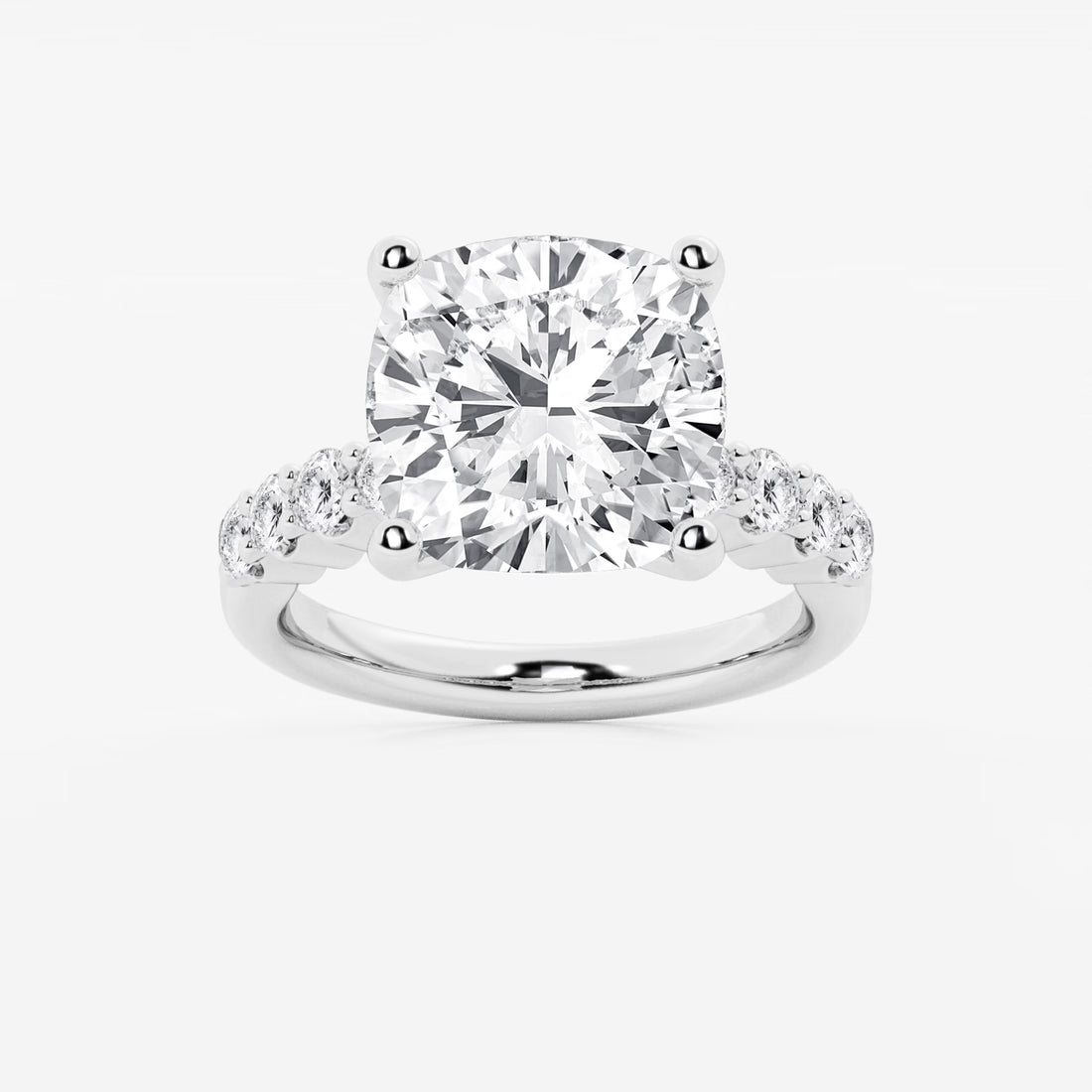 Cushion Lab Grown Diamond Graduated Engagement Ring