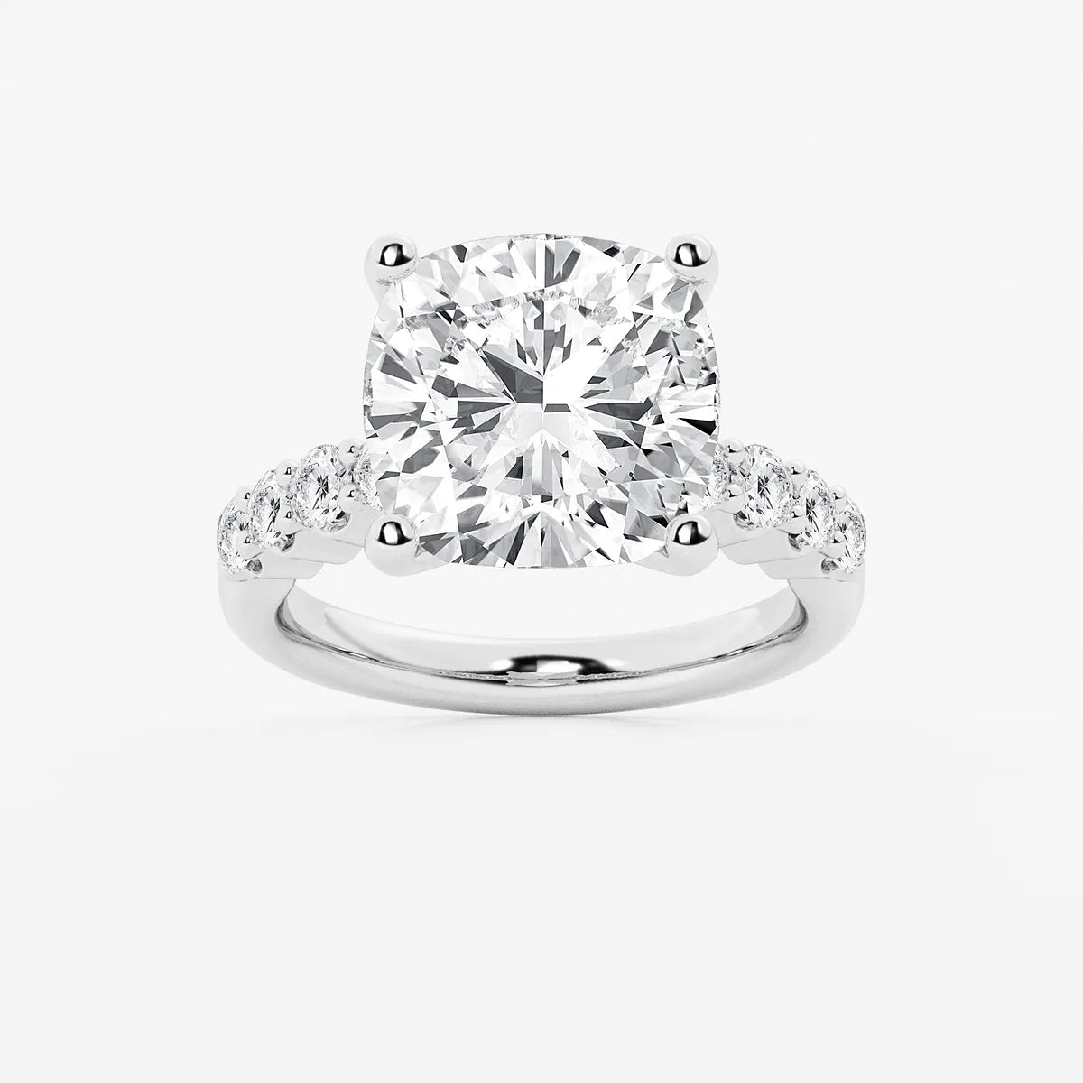 Cushion Lab Grown Diamond Graduated Engagement Ring