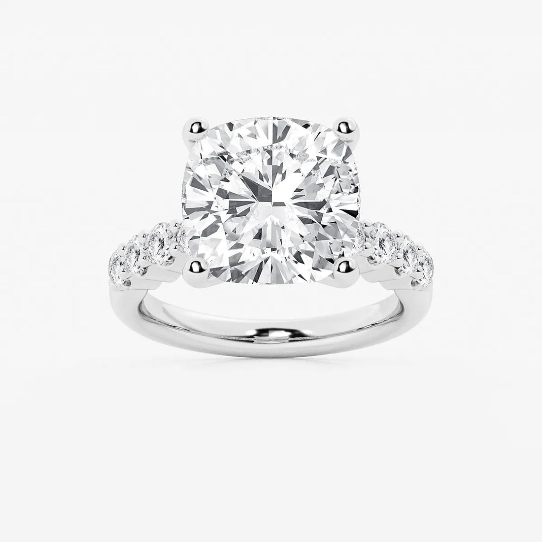 Cushion Lab Grown Diamond Graduated Engagement Ring