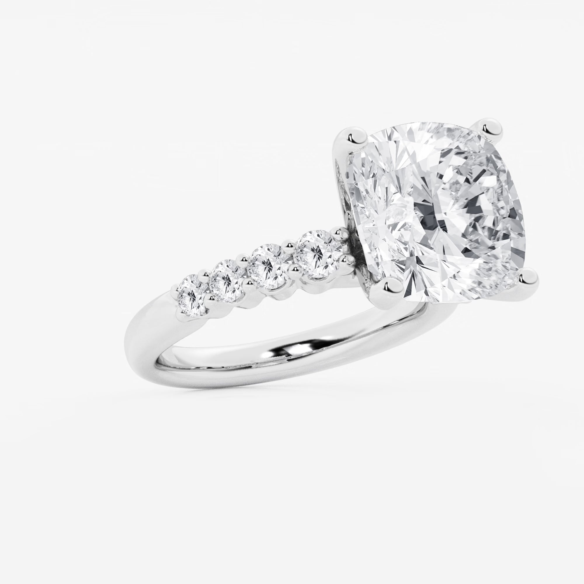 Cushion Lab Grown Diamond Graduated Engagement Ring