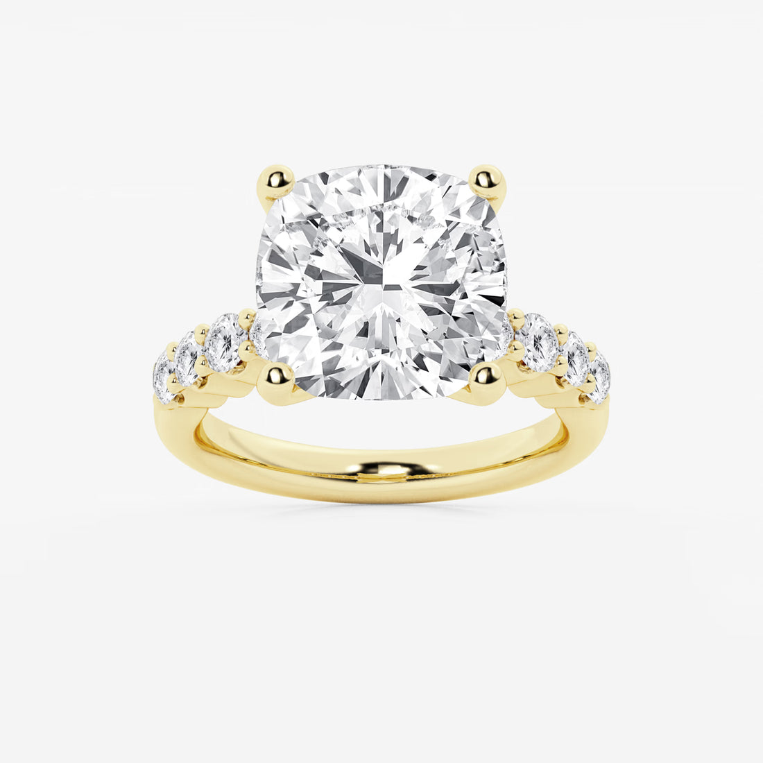 Cushion Lab Grown Diamond Graduated Engagement Ring