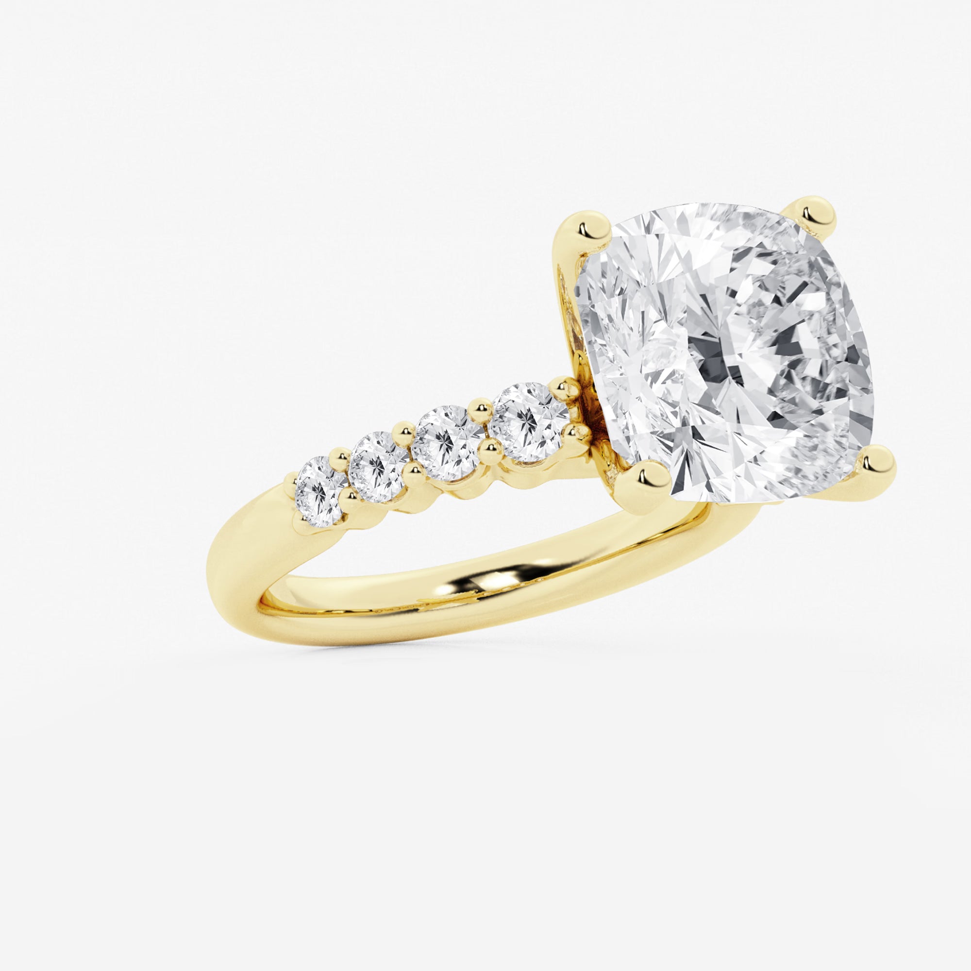 Cushion Lab Grown Diamond Graduated Engagement Ring