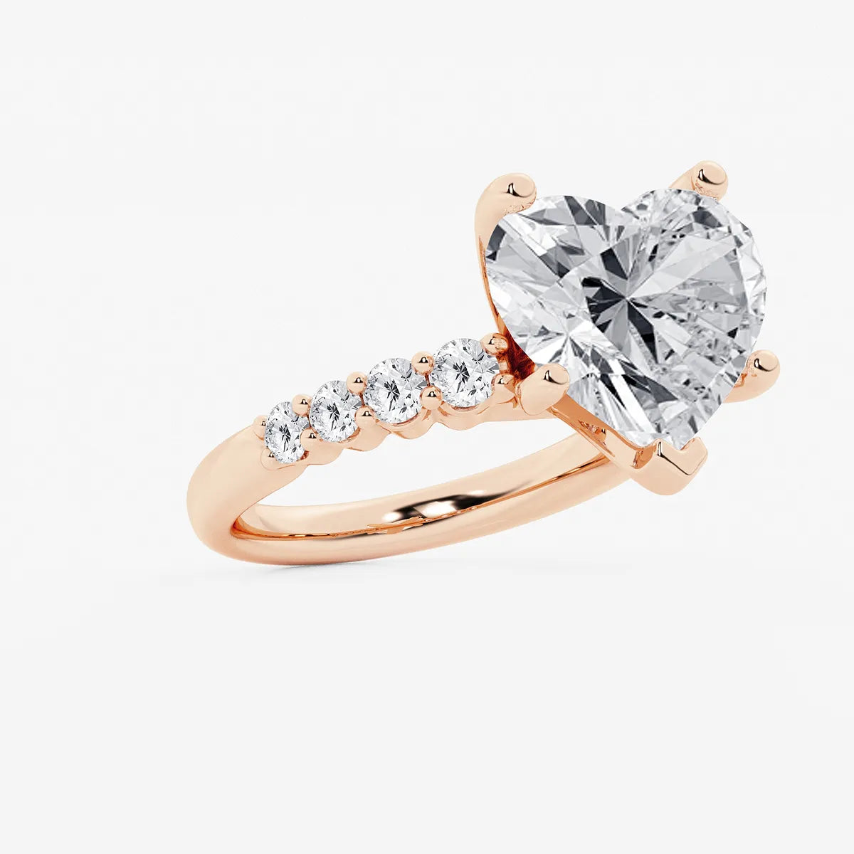 Amoré Cascade Heart Cut Lab-Grown Diamond Graduated Engagement Ring