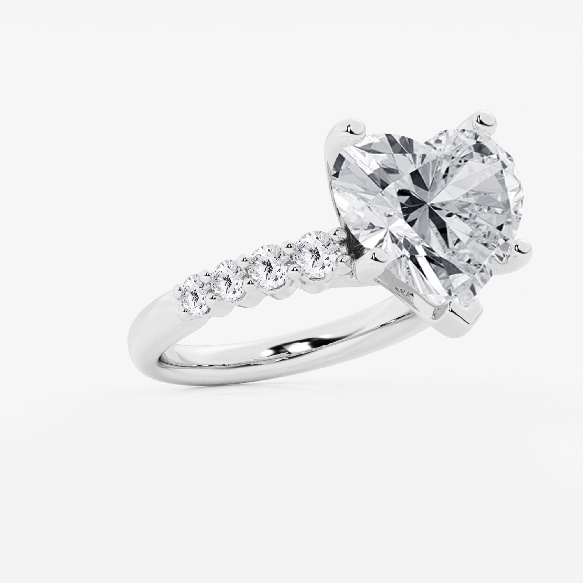Amoré Cascade Heart Cut Lab-Grown Diamond Graduated Engagement Ring