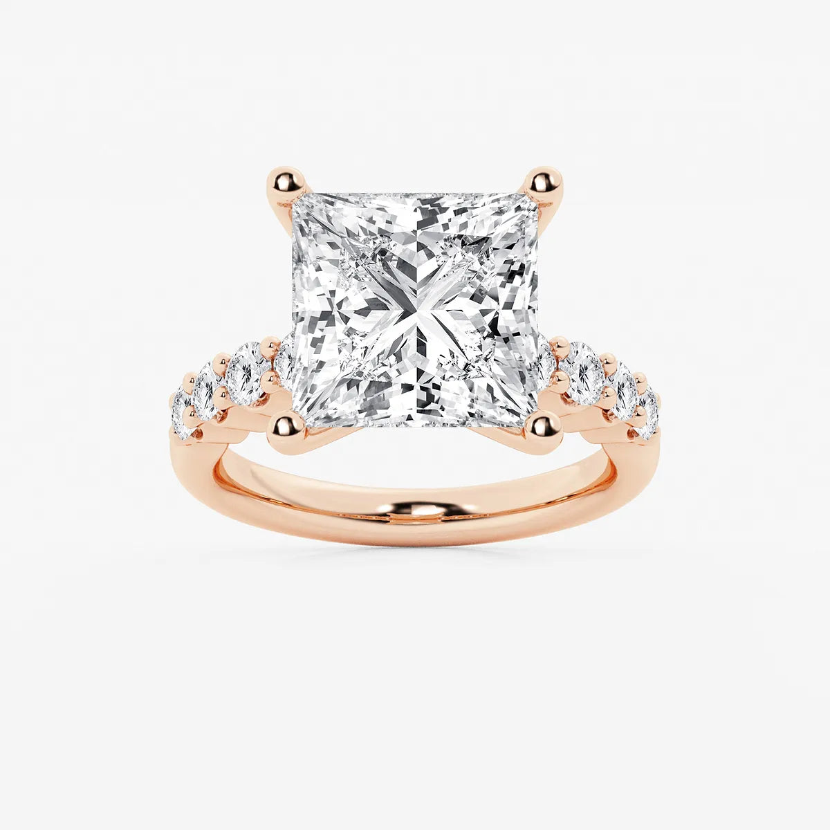 Asscher Lab Grown Diamond Station Engagement Ring