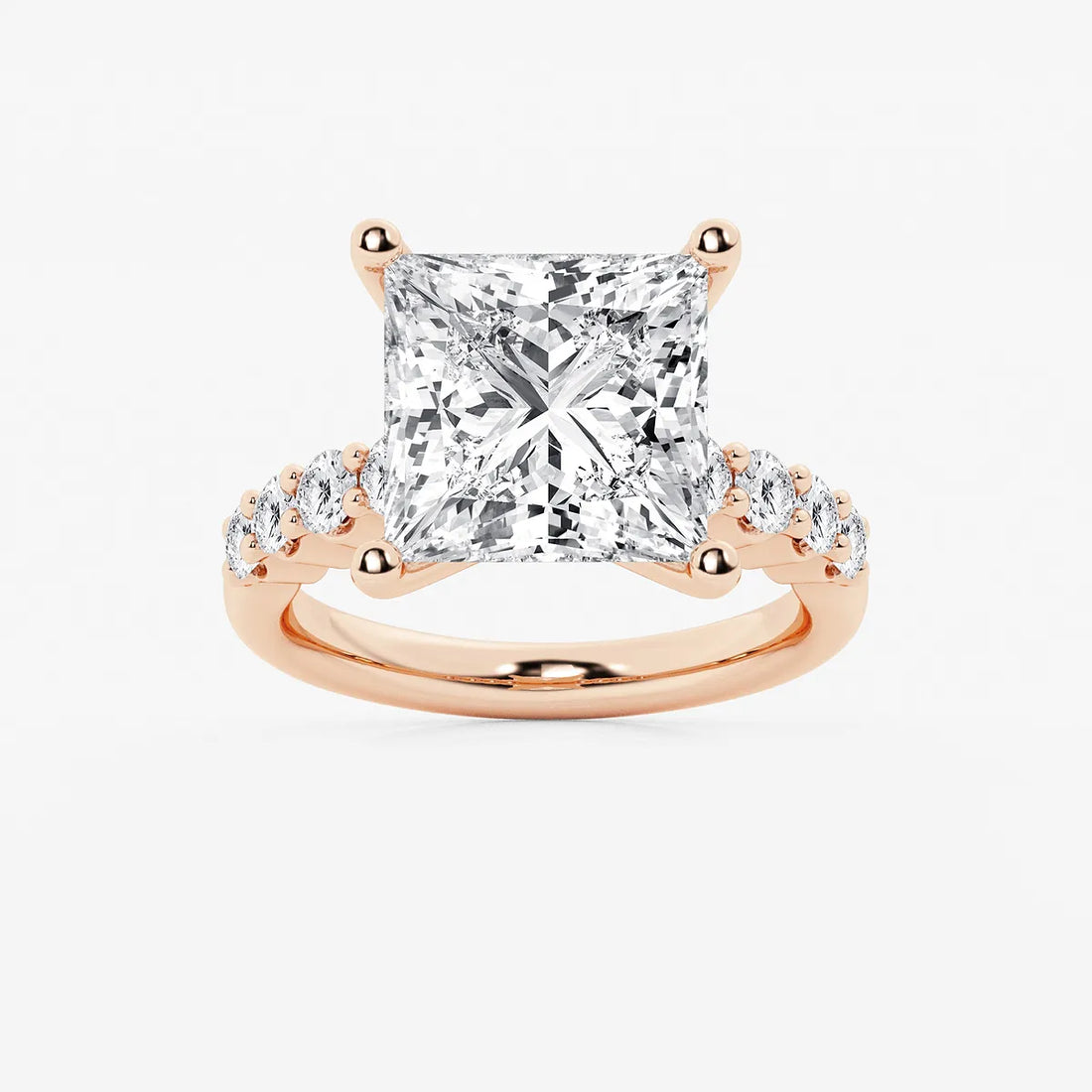 Asscher Lab Grown Diamond Station Engagement Ring
