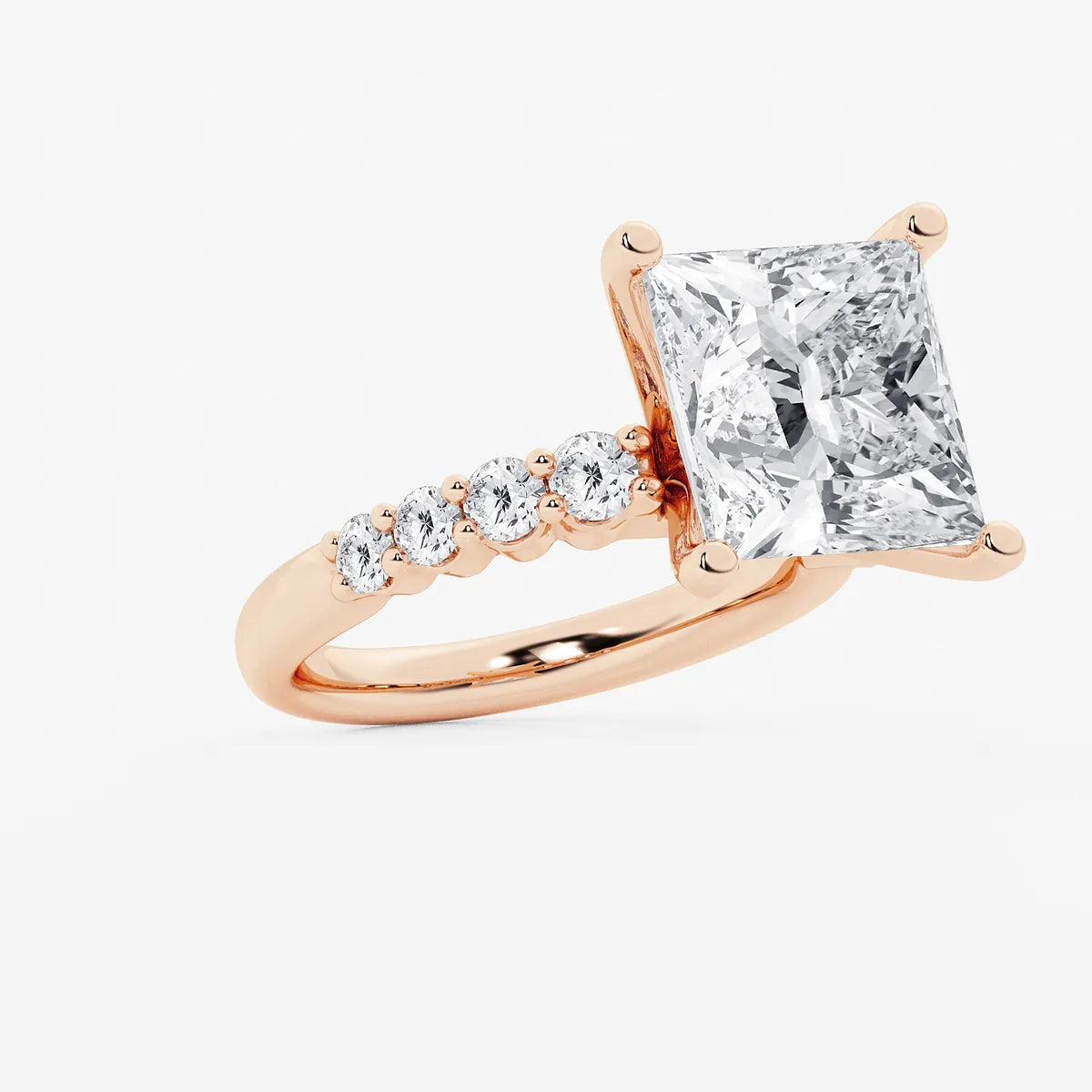 Asscher Lab Grown Diamond Station Engagement Ring