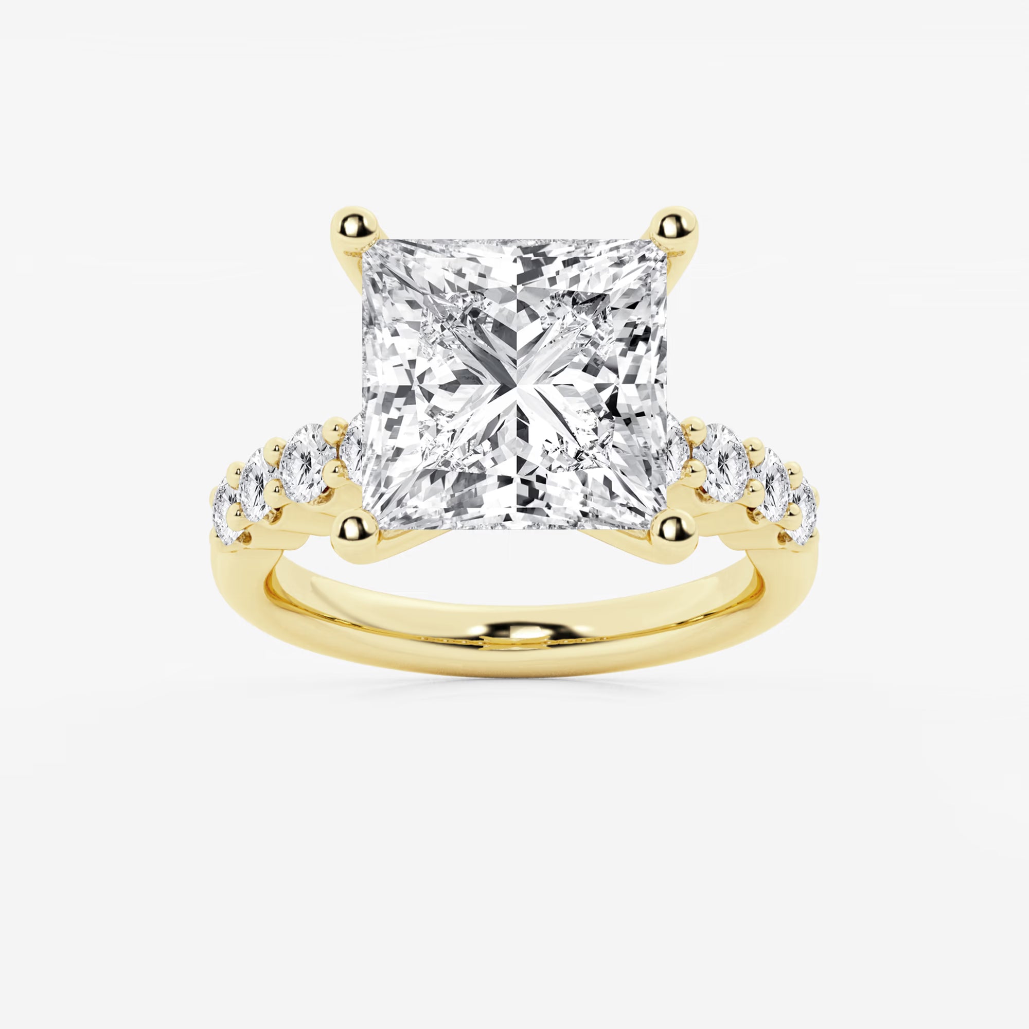 Asscher Lab Grown Diamond Station Engagement Ring
