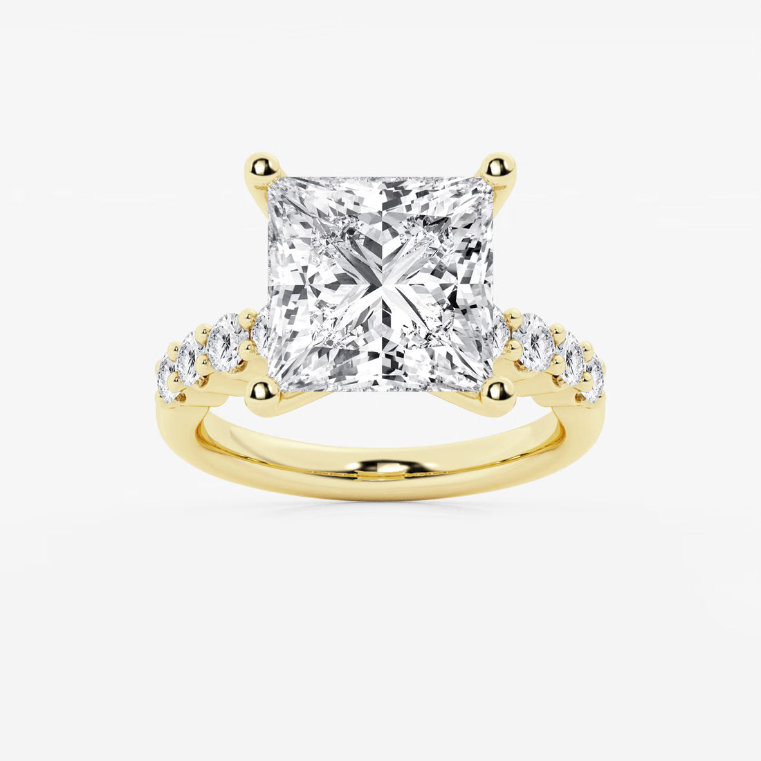 Asscher Lab Grown Diamond Station Engagement Ring