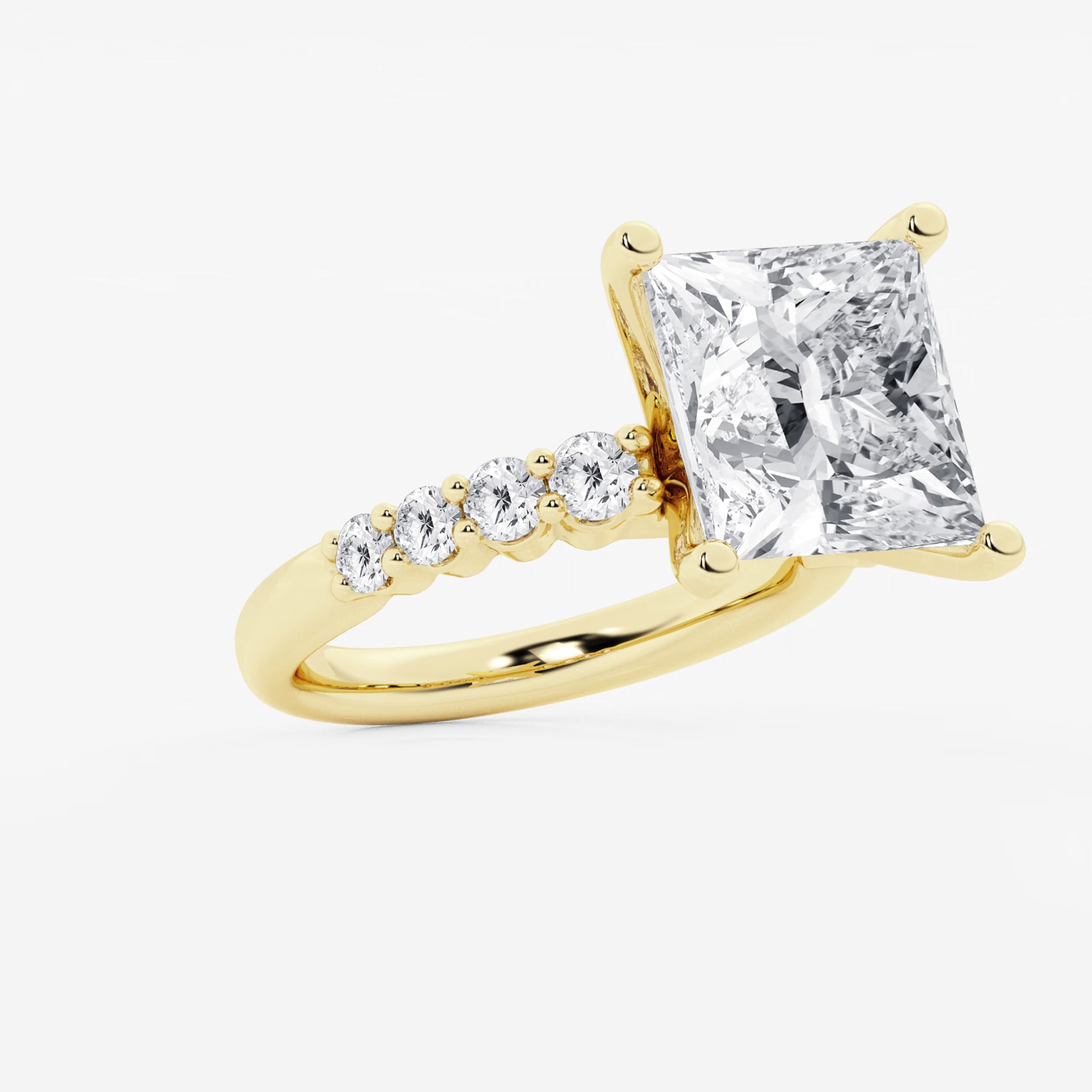 Asscher Lab Grown Diamond Station Engagement Ring