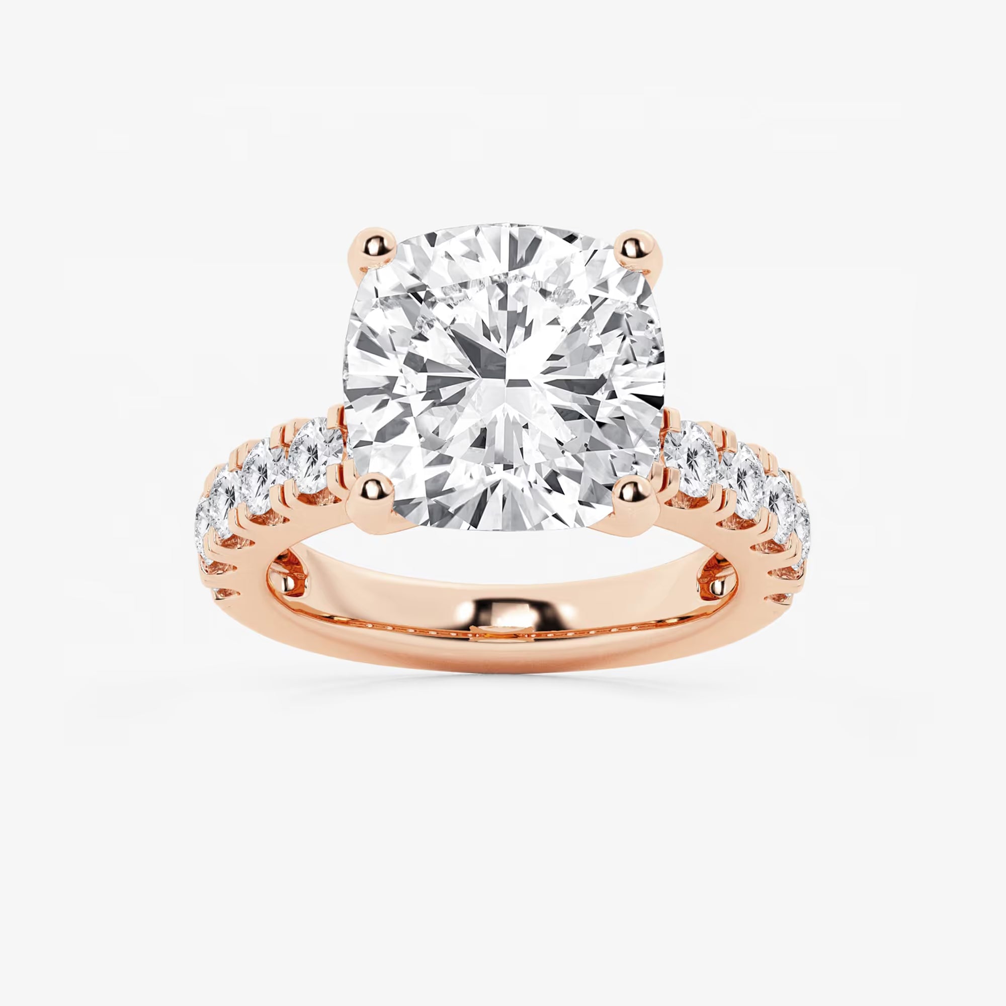 Cushion Lab Grown Diamond Engagement Ring with Split Prong Side Accents