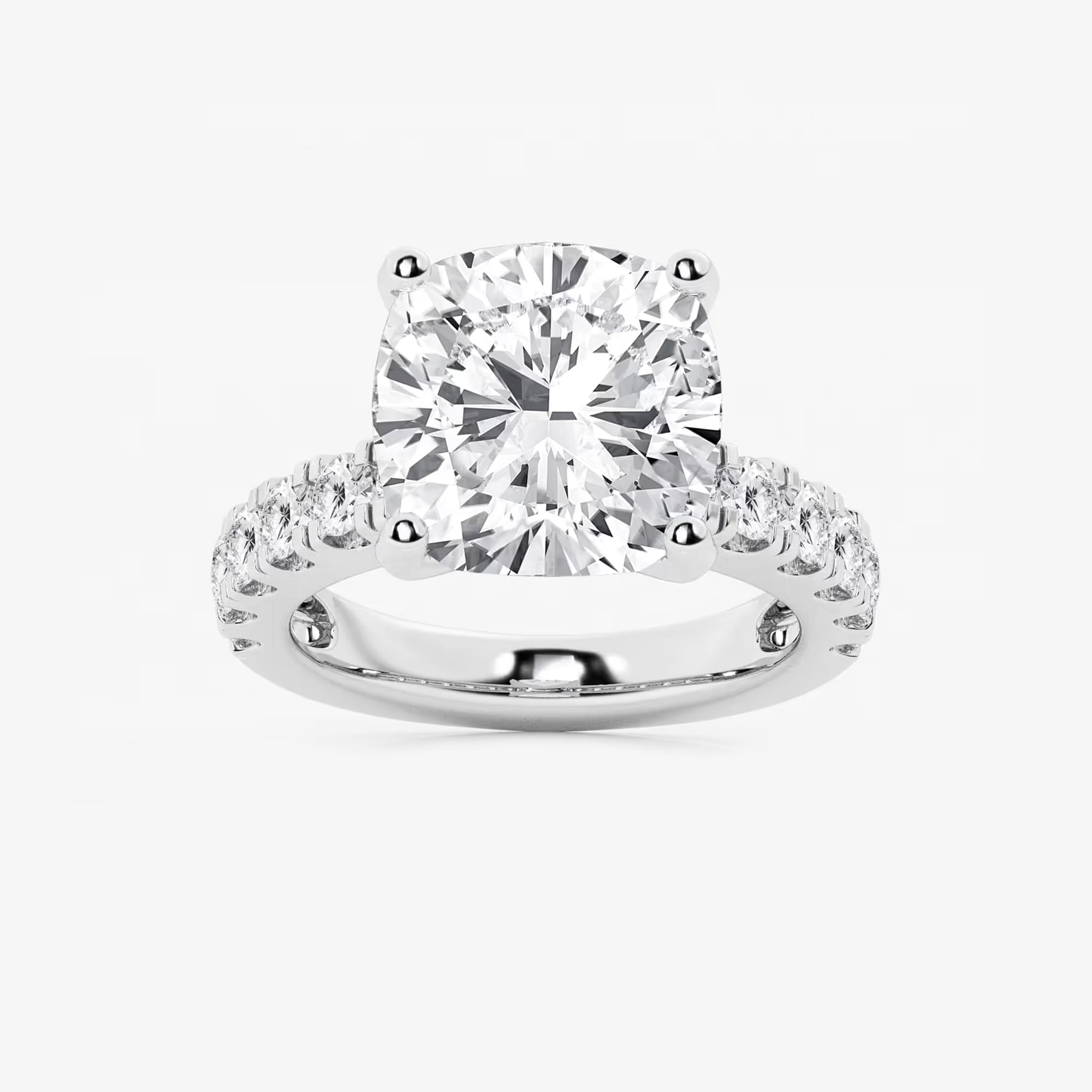Cushion Lab Grown Diamond Engagement Ring with Split Prong Side Accents