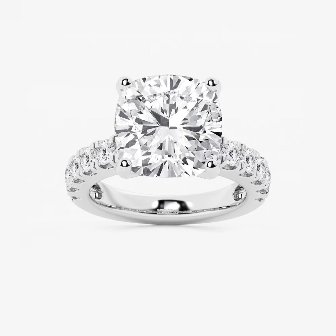 Cushion Lab Grown Diamond Engagement Ring with Split Prong Side Accents