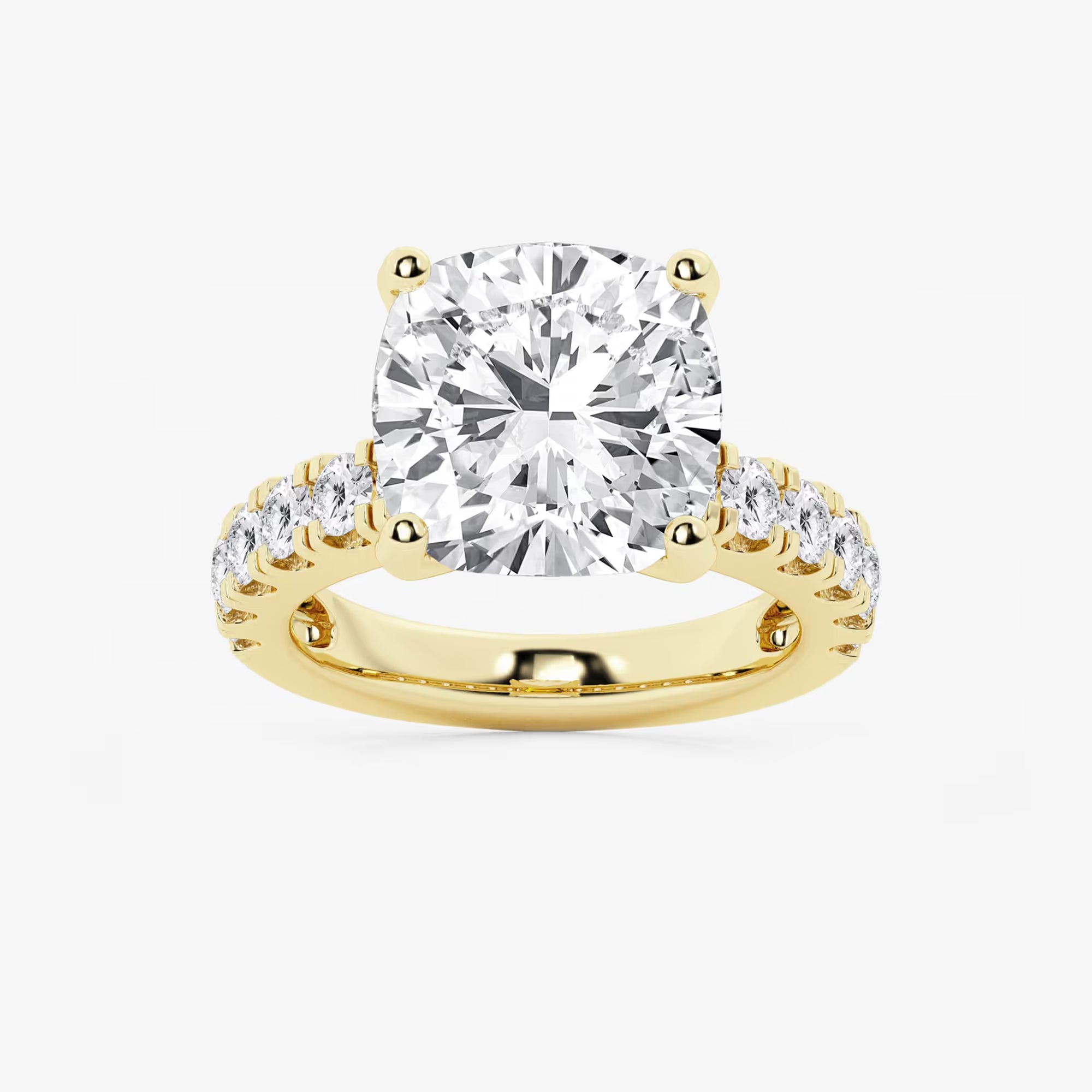 Cushion Lab Grown Diamond Engagement Ring with Split Prong Side Accents