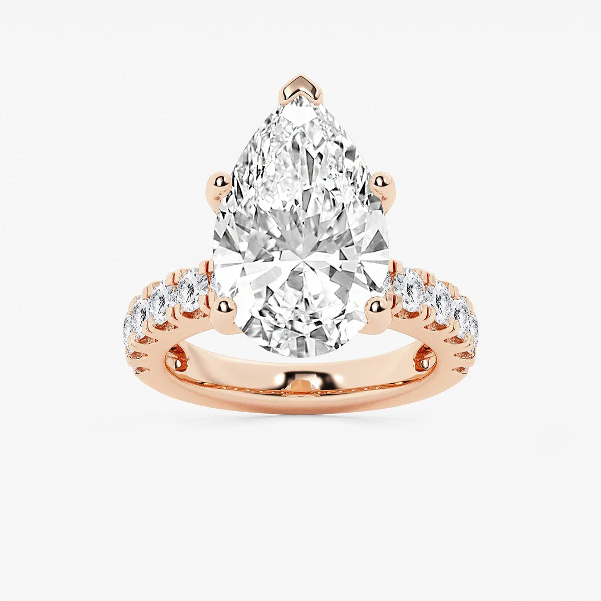 Pear Cut Lab Diamond Engagement Ring with Hovering Marquise Side Gems