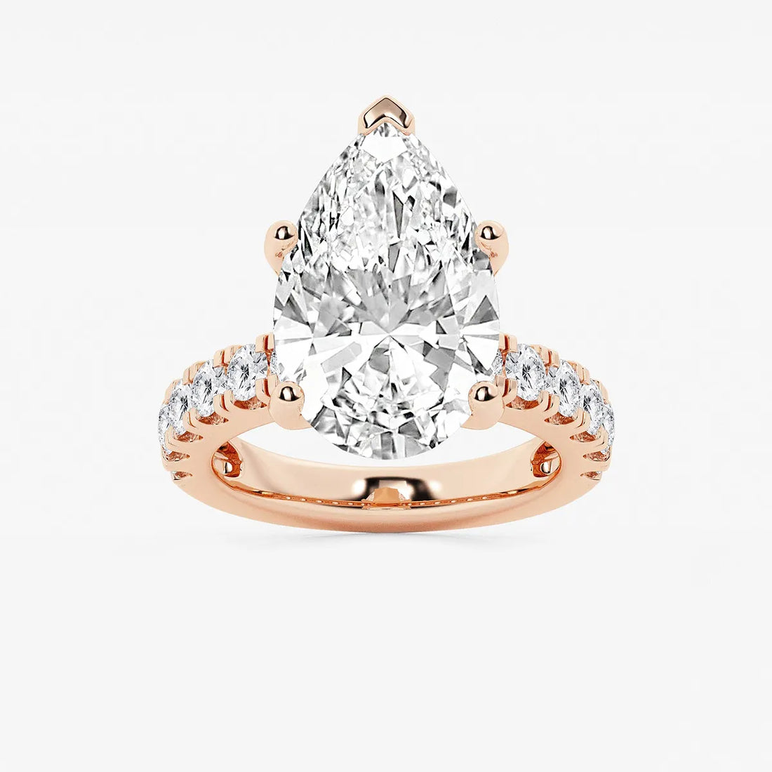 Pear Cut Lab Diamond Engagement Ring with Hovering Marquise Side Gems
