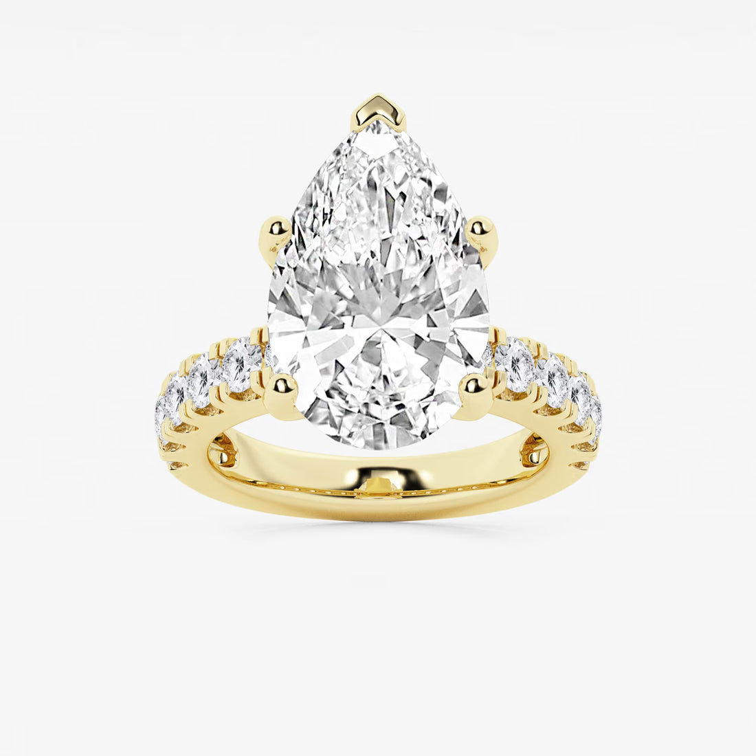 Pear Cut Lab Diamond Engagement Ring with Hovering Marquise Side Gems