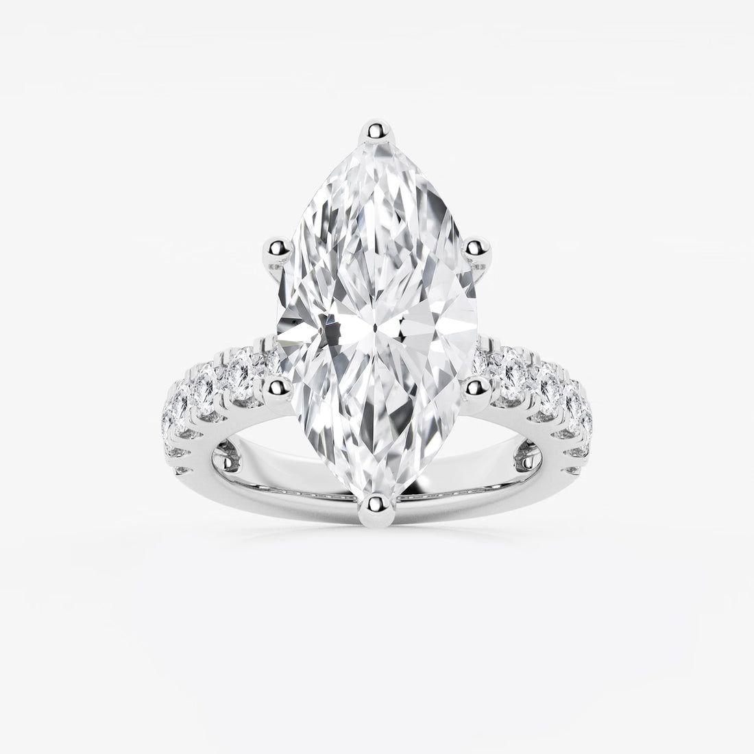 Seraphine Marquise Lab-Grown Diamond Split Prong Side Accent Engagement Ring