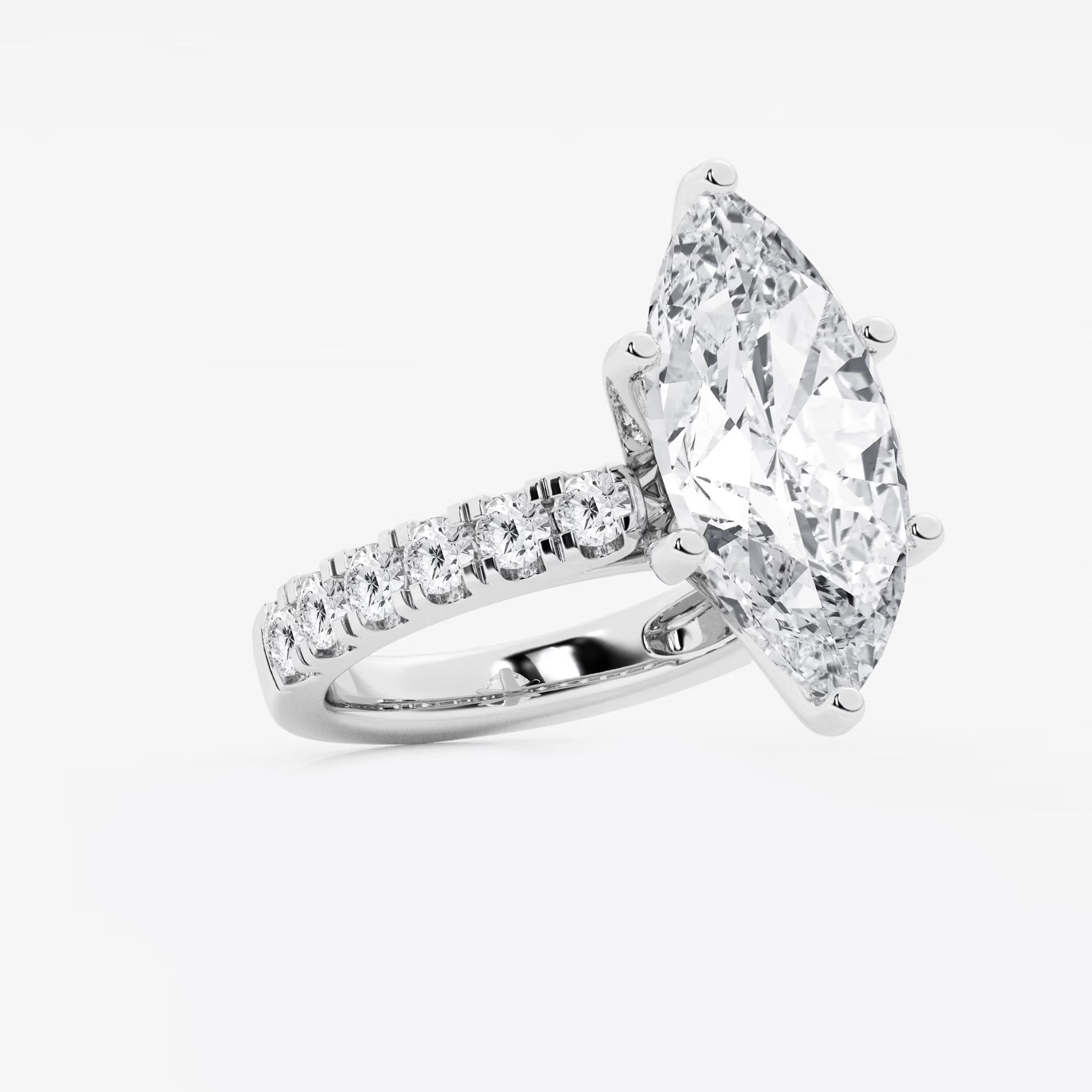 Seraphine Marquise Lab-Grown Diamond Split Prong Side Accent Engagement Ring